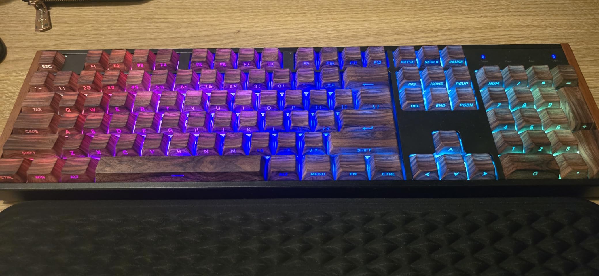 XVX PBT Keycaps - Side Print Shine Through Custom Keycaps 60 65 75 100 Percent, Retro Dye Sub & Double Shot Key caps Set 126 Keys, Cherry Profile for Mechanical Keyboard, Walnut Textures customer photo 1