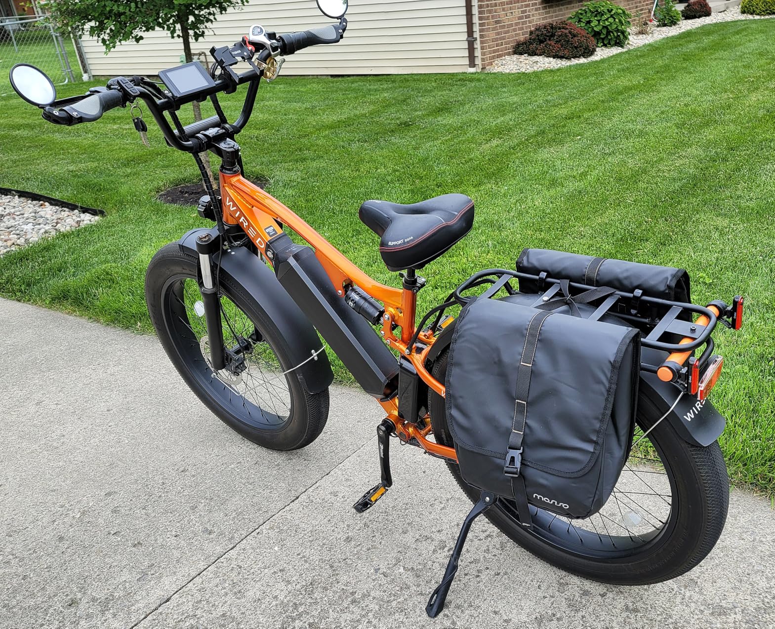 MOSISO 20L Bike Panniers, 2 Pack Waterproof Panniers Bike Bag, Large Capacity Flap Bicycle Rear Rack Seat Luggage Storage Trunk Bag for Road Mountain Cycling Traveling Commuting, Black customer photo 1