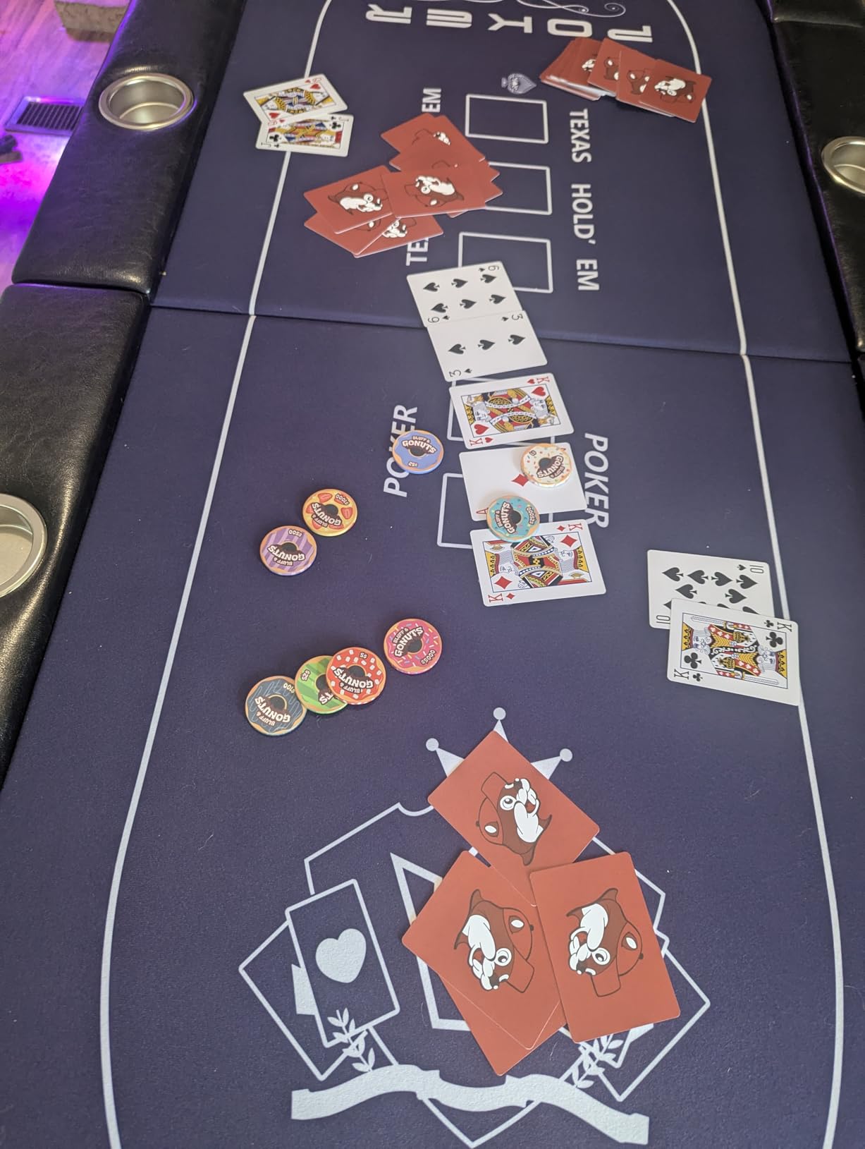 8 Player Poker Table Foldable, Texas Hold'em Casino Table with Padded Rails & Cup Holders, Portable Folding Game Table for Home or Game Room, 71 Inch customer photo 2