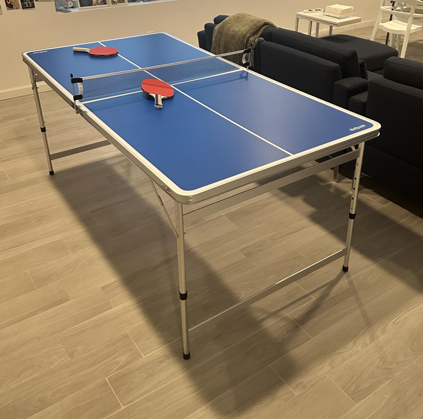 GoSports 6 x 3 ft Mid-Size Table Tennis Table Set with Adjustable Height - Green or Blue customer photo 1