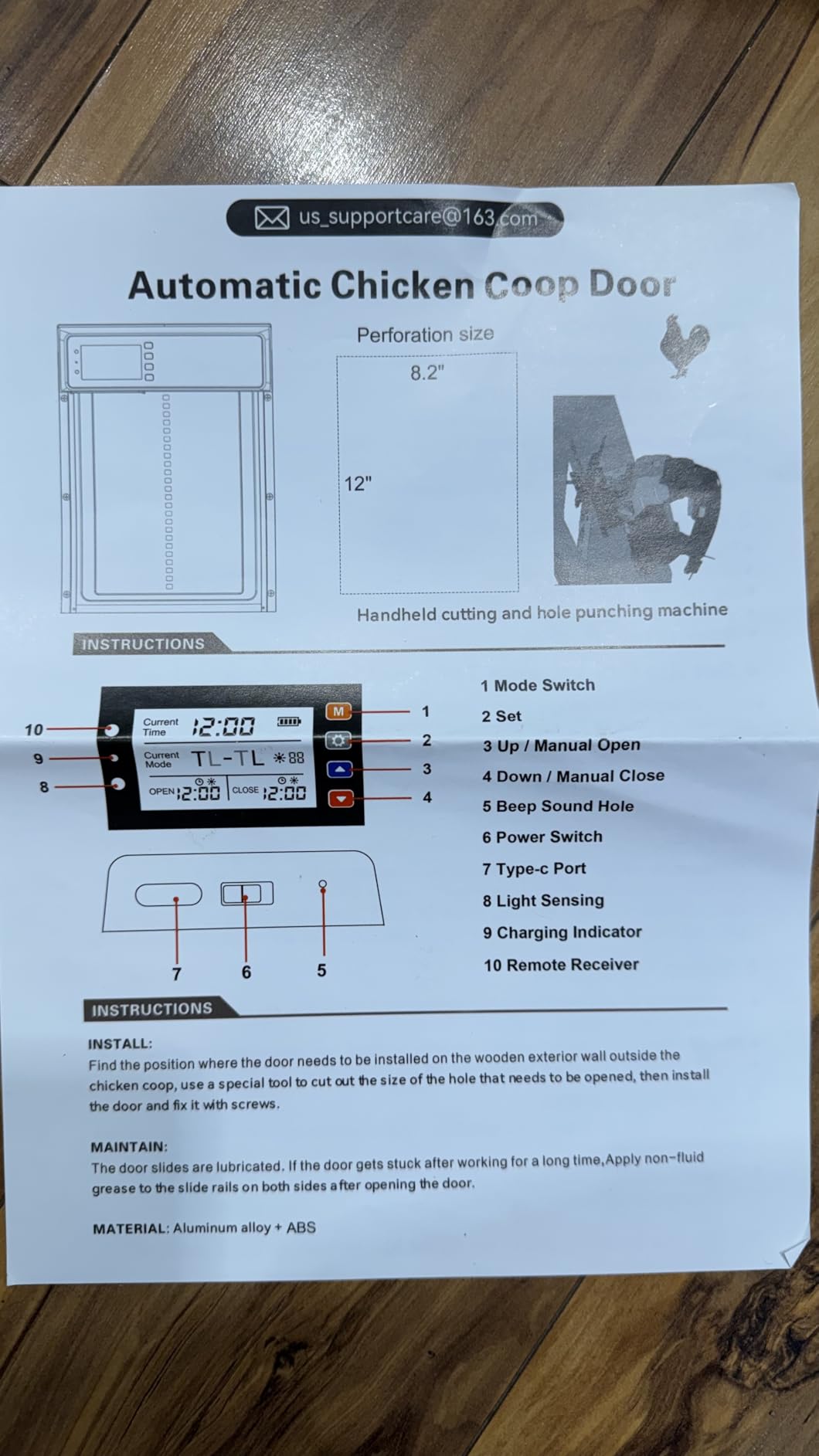 Automatic Chicken Coop Door Solar Powered, LCD Display Automatic Chicken Door with Timer & Light Sensor Mix 4Modes, Aluminum Alloy Chicken Door, Range 20M Remote Control Solar Chicken Coop Door customer photo 1