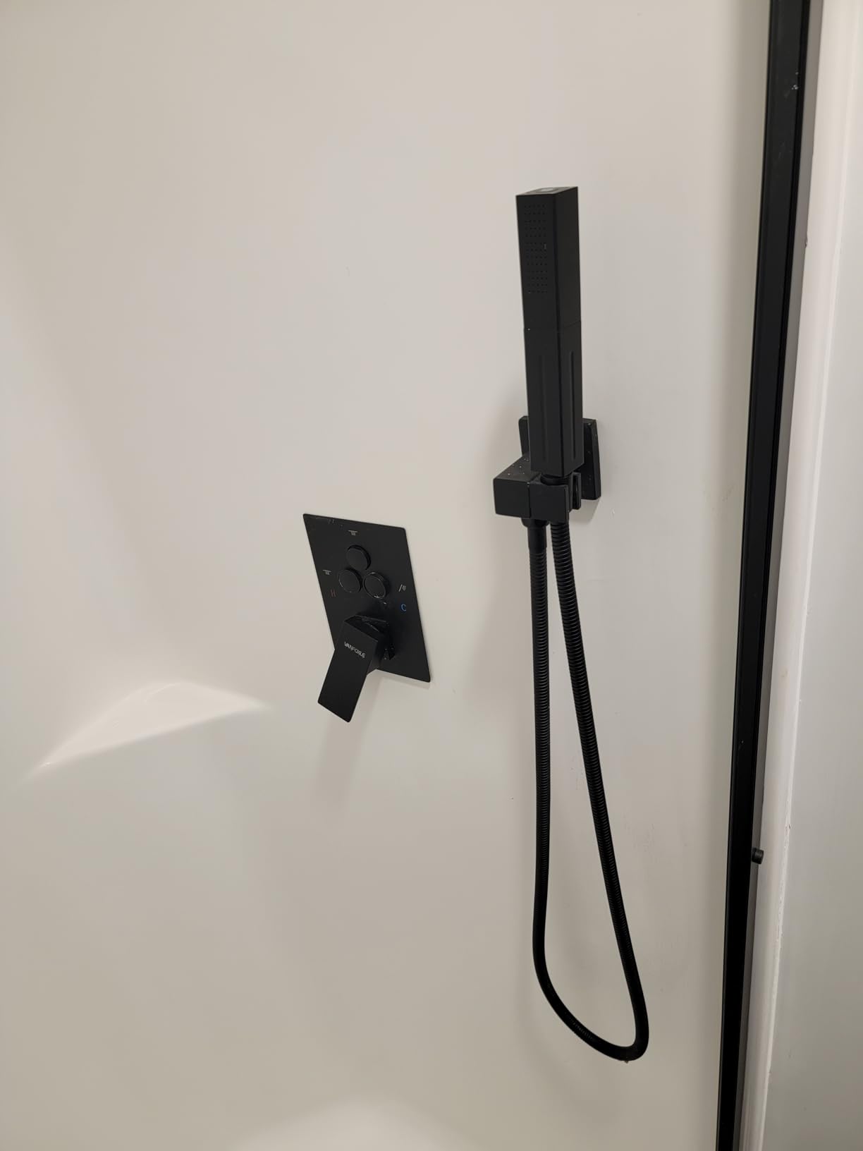 VANFOXLE Shower Faucet Set Matte Black Shower System, Push Button Diverter Shower Faucet with 2 in 1 Handheld, Ceiling Mount 10 Inch Shower Head with 6 Inch Wall Mount Shower Head customer photo 2