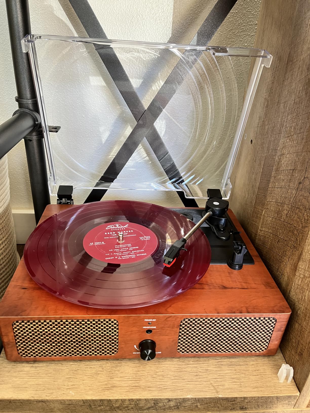 Vinyl Record Player Bluetooth Vintage 3-Speed Portable Turntables with Built-in Speakers, Belt-Driven LP Player Support USB Input AUX-in RCA Line Out customer photo 1