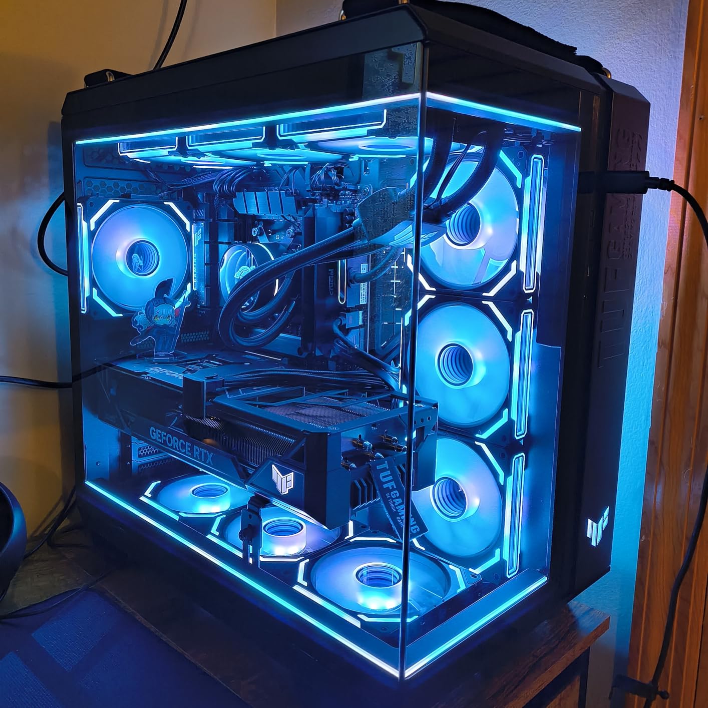 AsiaHorse COSMIQ 120mm Case Fan, Infinity Mirror FDB Reverse Fan with 5V 3-PIN Connector and Small Controller, 2000 RPM and 68.5CFM,Unit Daisy Chain PWM RGB PC Fans for Cases CPU Liquid Coolers, 3Pack customer photo 2