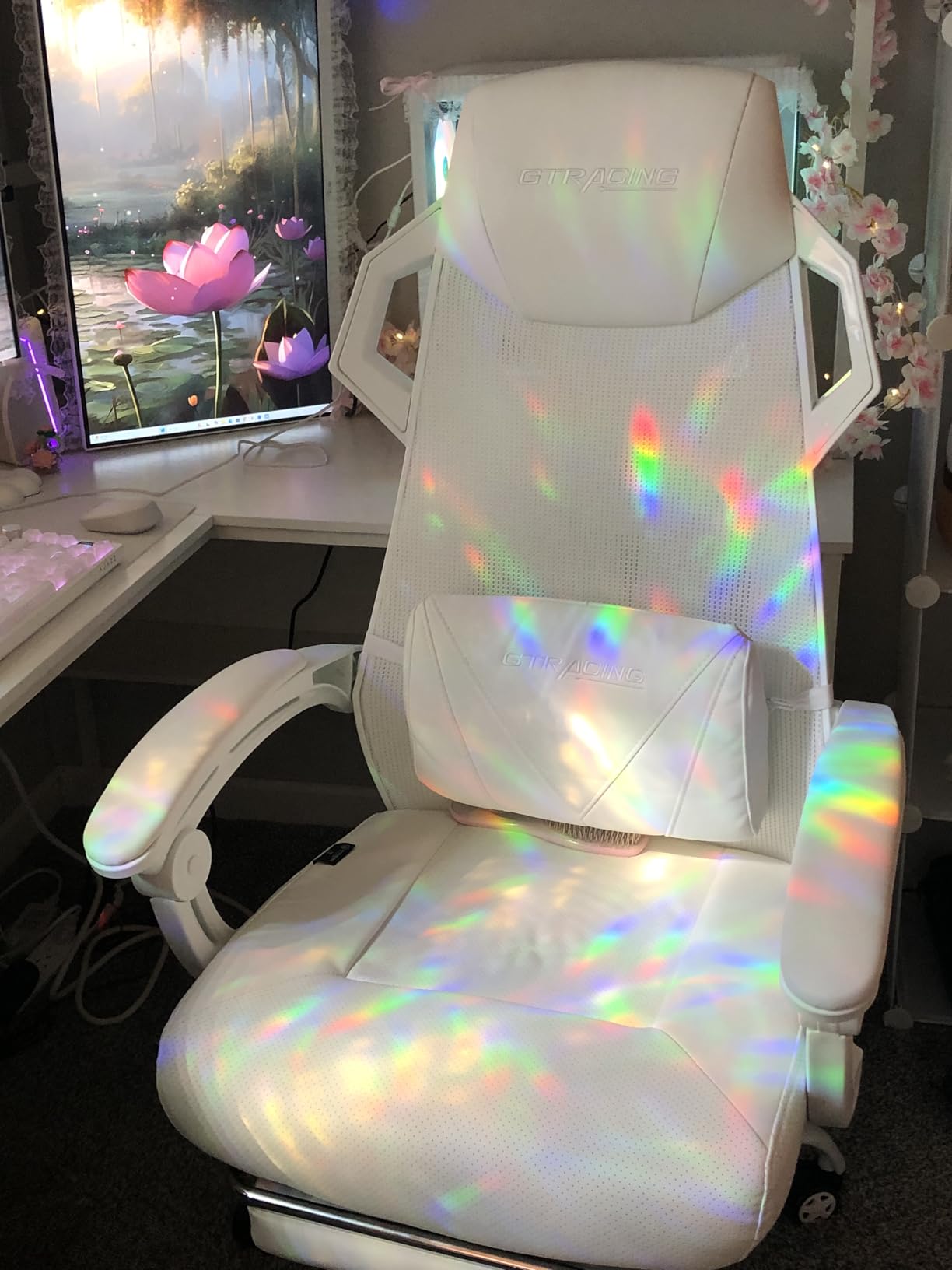 GTPLAYER Gaming Chair, Computer Chair with Mesh Back, Ergonomic Gaming Chair with Footrest, Reclining Gamer Chair with Adjustable Headrest and Lumbar Support for Gaming and Office (Black) customer photo 2