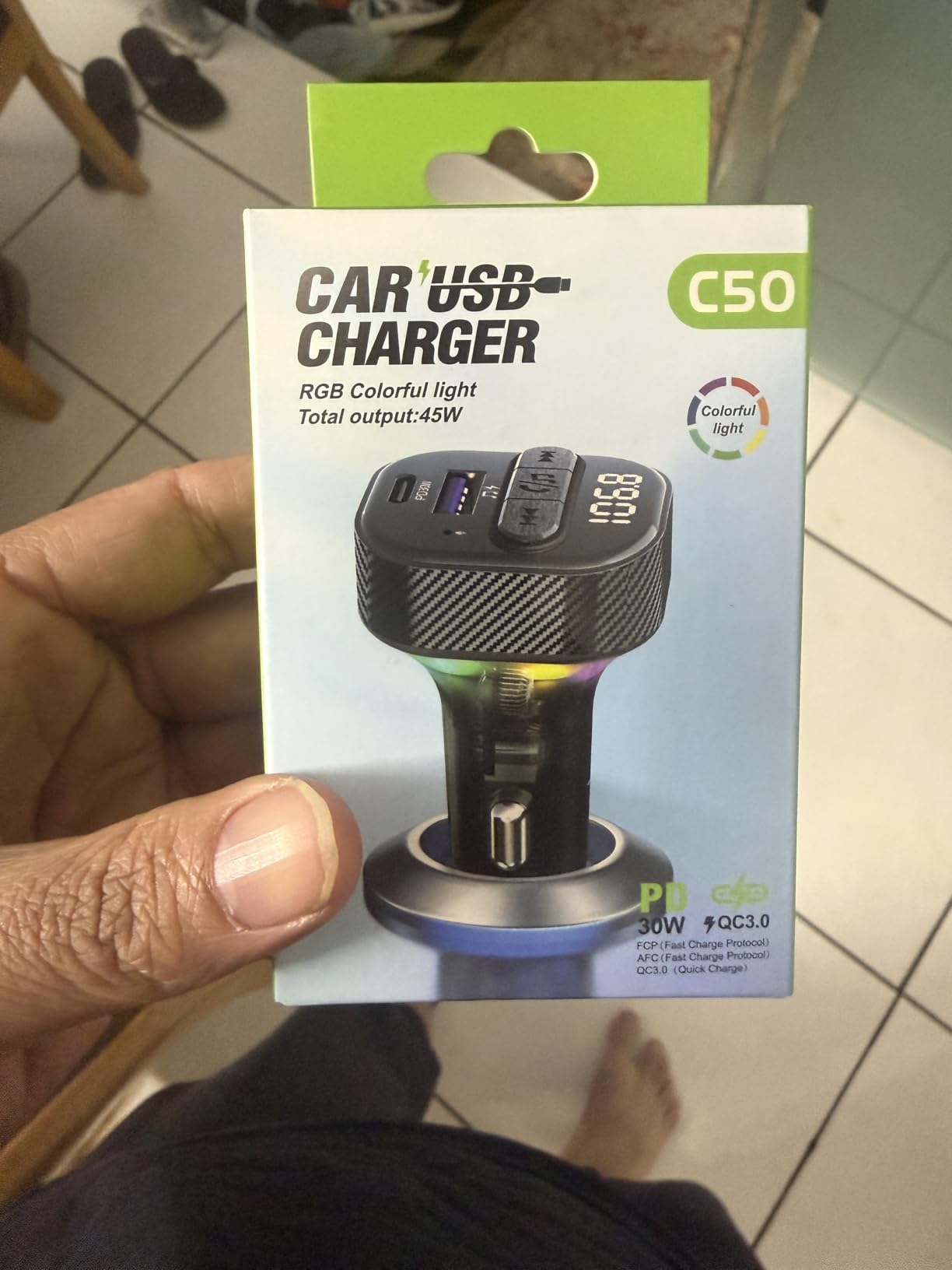 Bluetooth 5.3 FM Transmitter for Car, Bluetooth Car Adapter with Type-C PD(30W) Charger and QC3.0 USB Port, Wireless FM Radio Transmitter, Support MP3 Player, Handsfree Calling, LED Backlit,U Disk customer photo 2