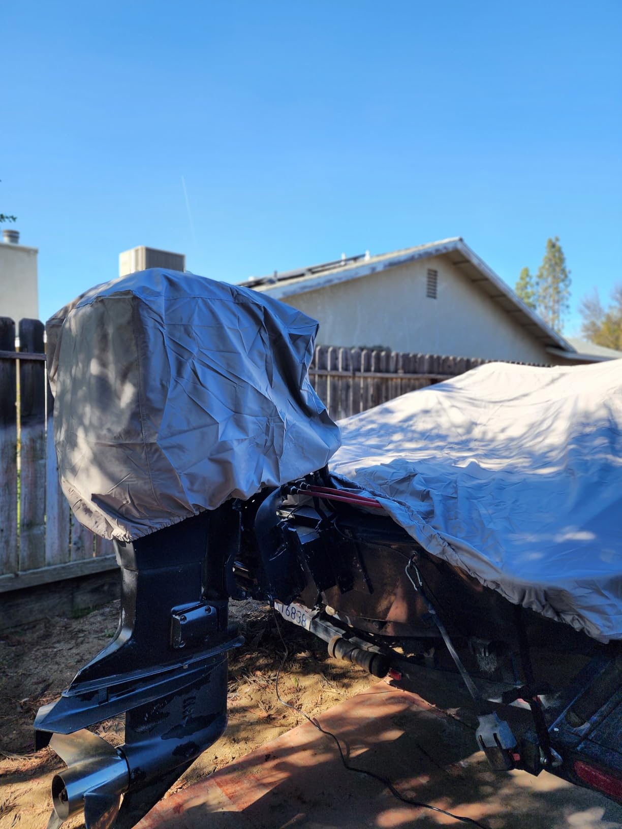 Solim Waterproof 1200D PU Boat Cover with Motor Cover, 17-19' Heavy Duty Marine Grade Trailerable Polyester Canvas, Fits 17-19ft Bass Boat, V-Hull, Runabout customer photo 1