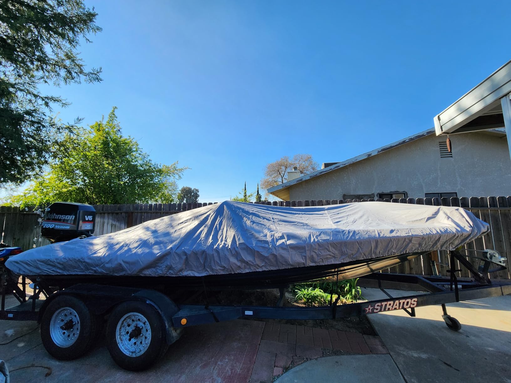 Solim Waterproof 1200D PU Boat Cover with Motor Cover, 17-19' Heavy Duty Marine Grade Trailerable Polyester Canvas, Fits 17-19ft Bass Boat, V-Hull, Runabout customer photo 2