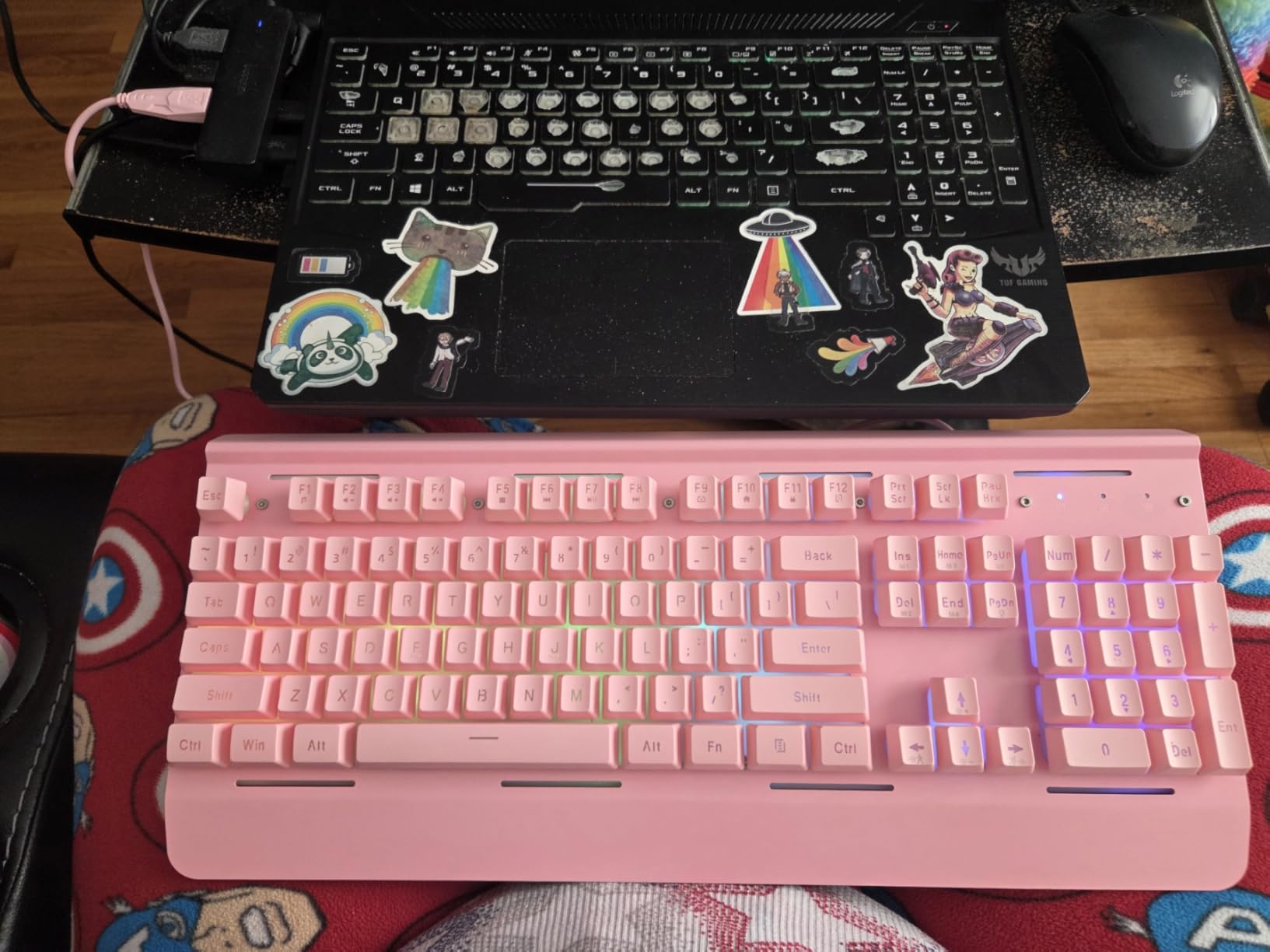 TECKNET Gaming Keyboard, USB Wired Computer Keyboard, 15-Zone RGB Illumination, IP32 Water Resistance, 25 Anti-ghosting Keys, All-Metal Panel (Whisper Quiet Gaming Switch) customer photo 1