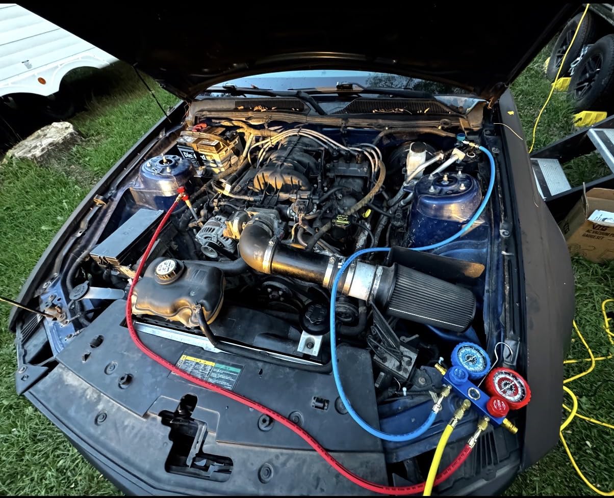 4.5 CFM AC Vacuum Pump and Gauge Set,for Mini Split/HVAC/Auto Systems,Manifold Gauge Kit Fits R134a R22 R410a R404a,with Leak Detector,Upgraded Trifold Storage Case,3 Hoses,R134a Can Tap customer photo 2