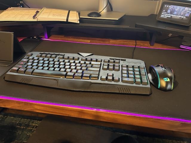 Mouse Pad with Phone Holder, Wireless Charging Desk Mat, RGB Gaming Mousepad Home Office Large Desk Pad with Ultra-Smooth Surface, Non-Slip Base, Waterproof Keyboard Pad, Classic Black Desk Mat customer photo 1