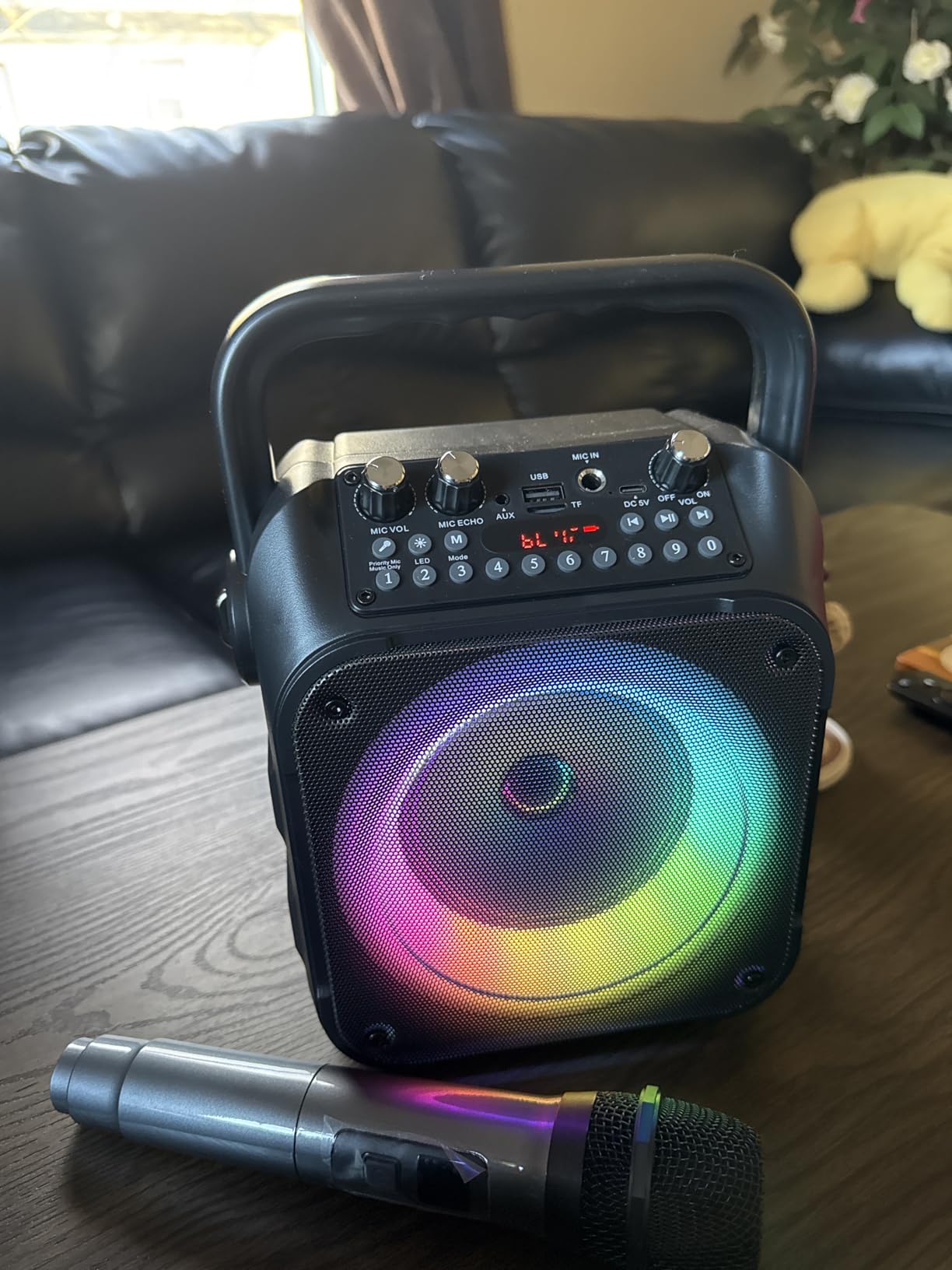 Karaoke Machine, Portable Bluetooth Speaker with 2 Wireless Microphones for Adults & Kids with Lights, Karaoke Microphone with PA System Supports USB/TF/REC/FM/AUX for Home Party customer photo 1