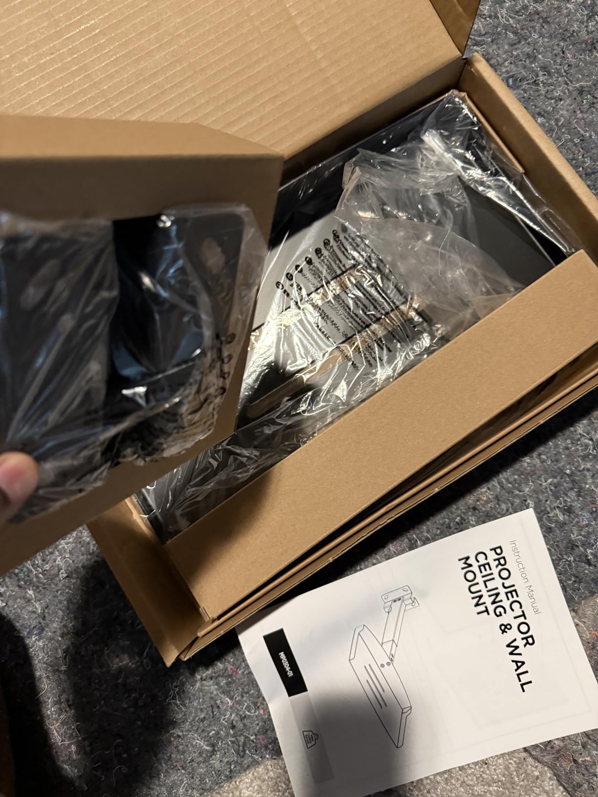 PUTORSEN Adjustable Projector Ceiling Mount, Universal Projector Shelf for Ceiling and Wall, Holds up to 22lbs, No Hole Installation, Hidden Cable Routing, Black customer photo 2