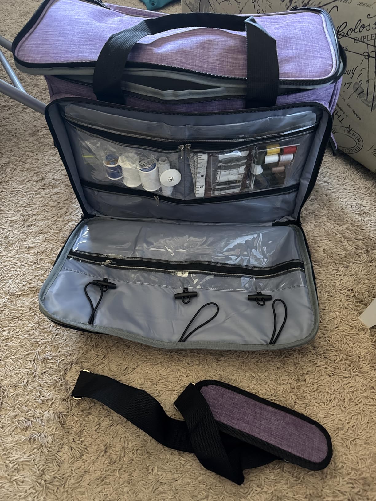 JJRING Sewing Machine Carrying Case, Portable Sewing Machine Bag with Shoulder Strap, Heavy Duty Sewing Machine Tote Suitable for Standard Sewing Machines, Grey customer photo 1