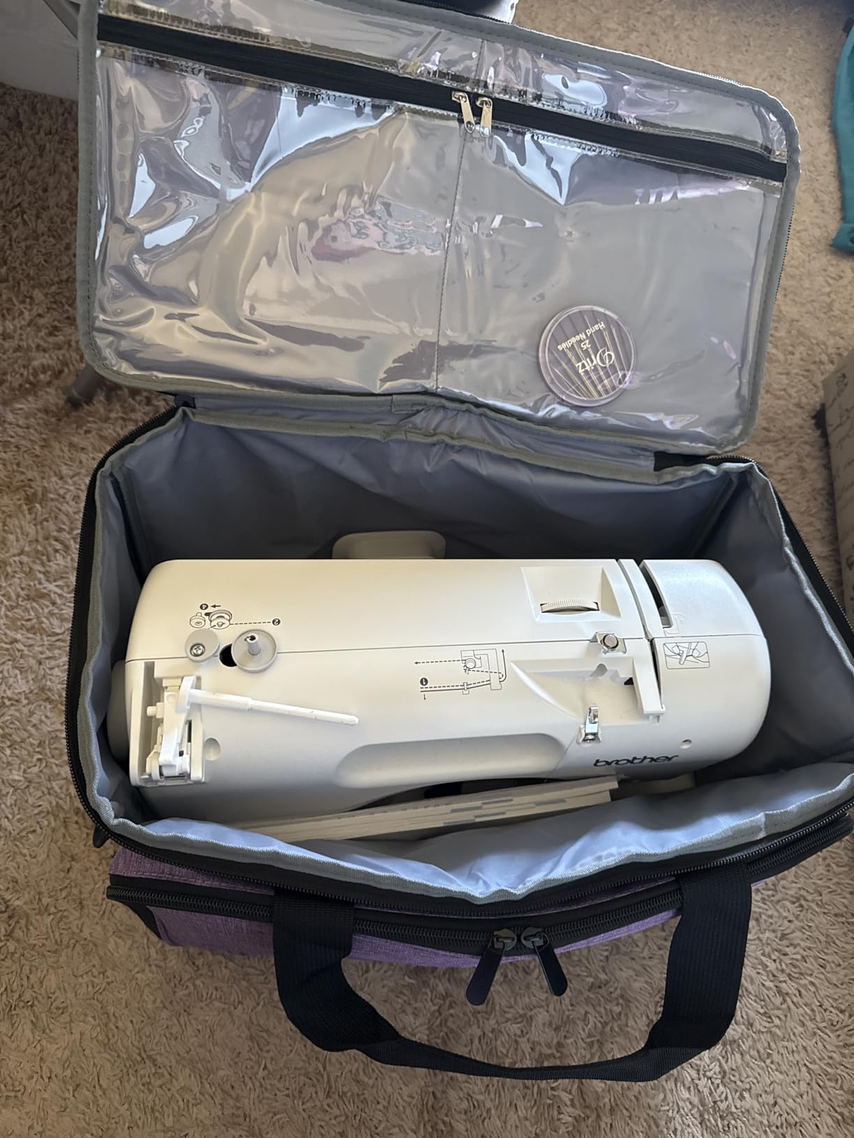 JJRING Sewing Machine Carrying Case, Portable Sewing Machine Bag with Shoulder Strap, Heavy Duty Sewing Machine Tote Suitable for Standard Sewing Machines, Grey customer photo 2