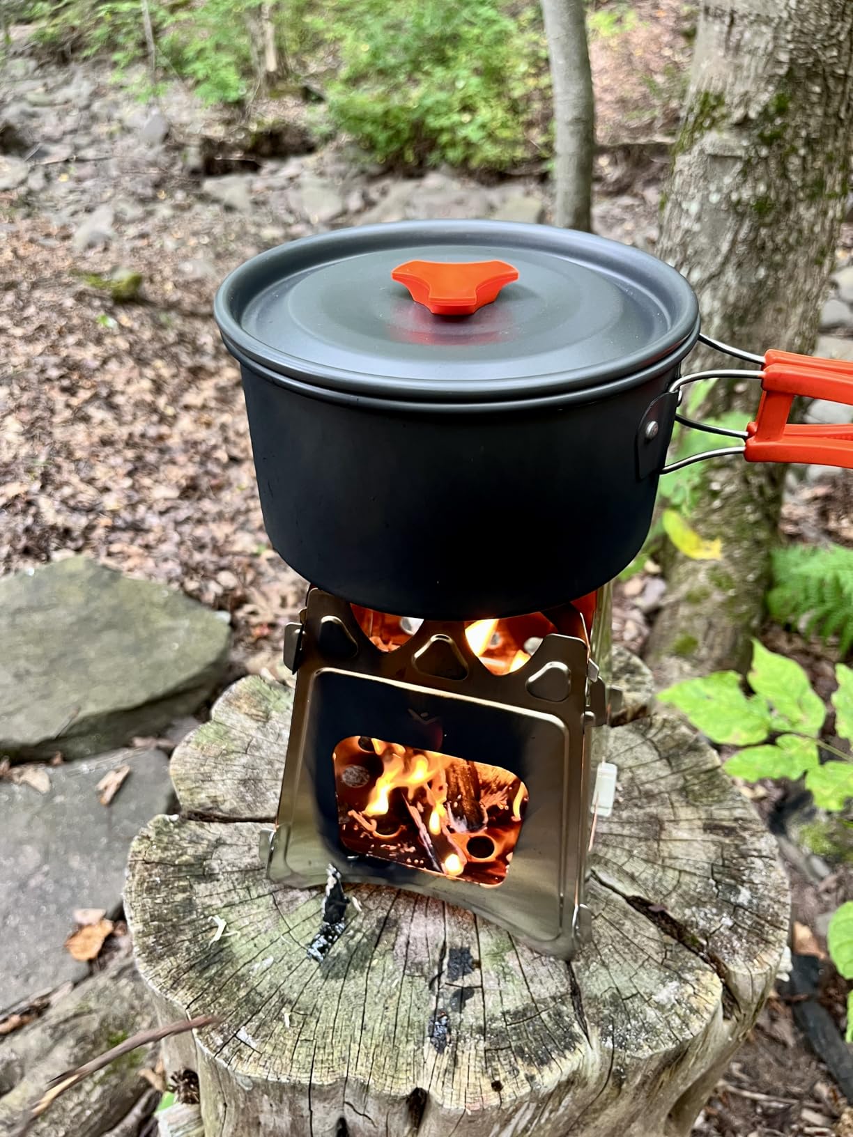 17pcs Camping Cookware Kit, 0.45Gal Pot, 7inches Pan,0.30Gal Kettle Set with 2 Set Stainless Steel Cups Plates Forks Knives Spoons for Hiking customer photo 2