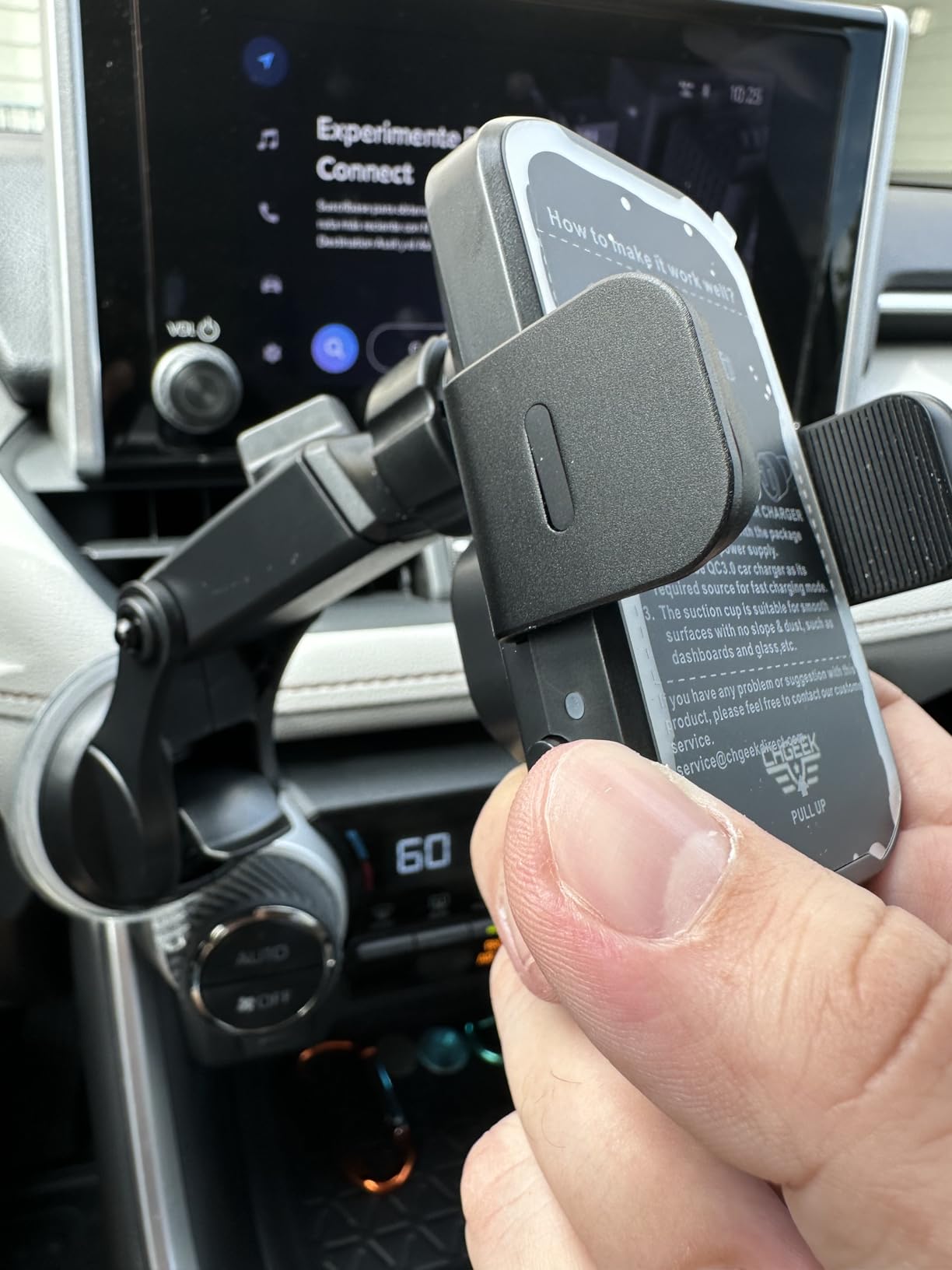 CHGeek Wireless Car Charger Phone Holder Mount, 15W Fast Charging Auto Clamping Phone Holders for Your Car Dashboard Windshield Air Vent Car Accessories for iPhone, Google Pixel etc customer photo 2