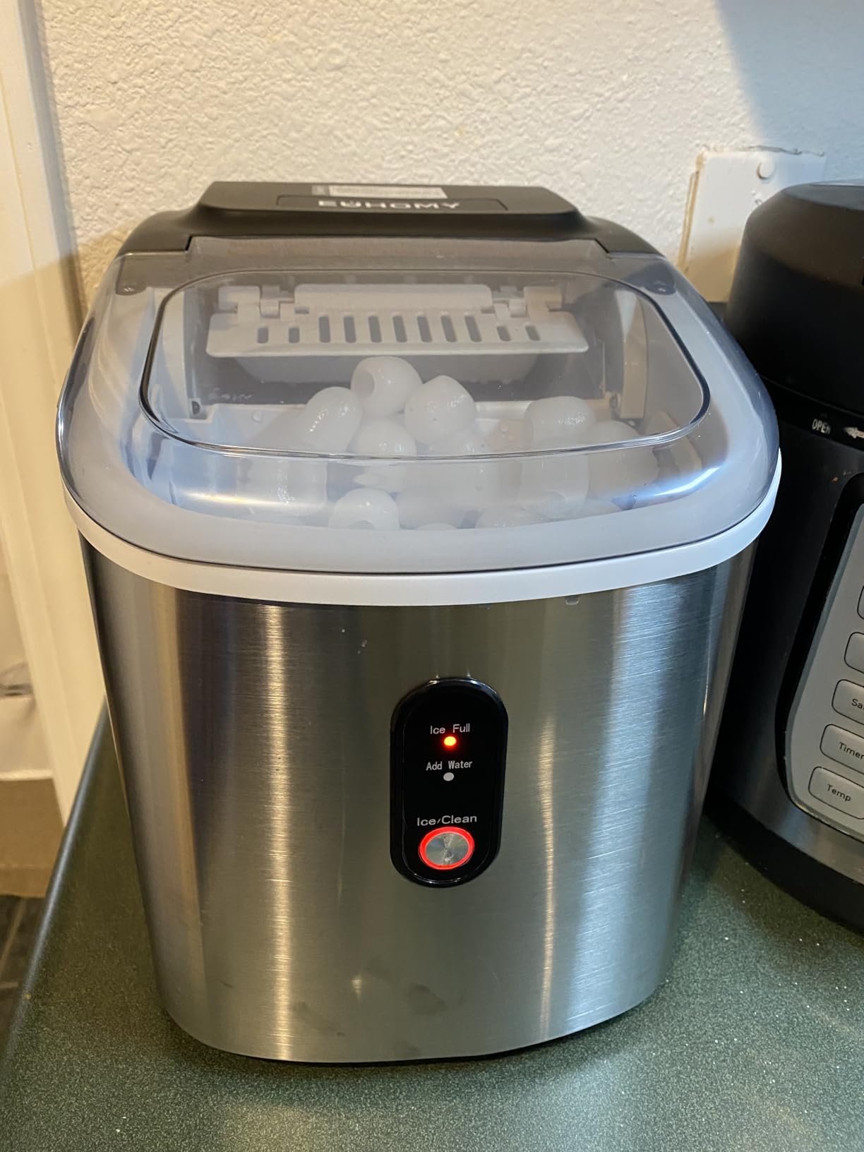 EUHOMY Ice Maker Countertop, Portable Ice Machine with Carry Handle, 26.5lbs Per Day, 9 Cubes in 6 Mins, Auto-Cleaning, with Basket and Scoop, for Home, Kitchen, Camping, RV (Silver) customer photo 1