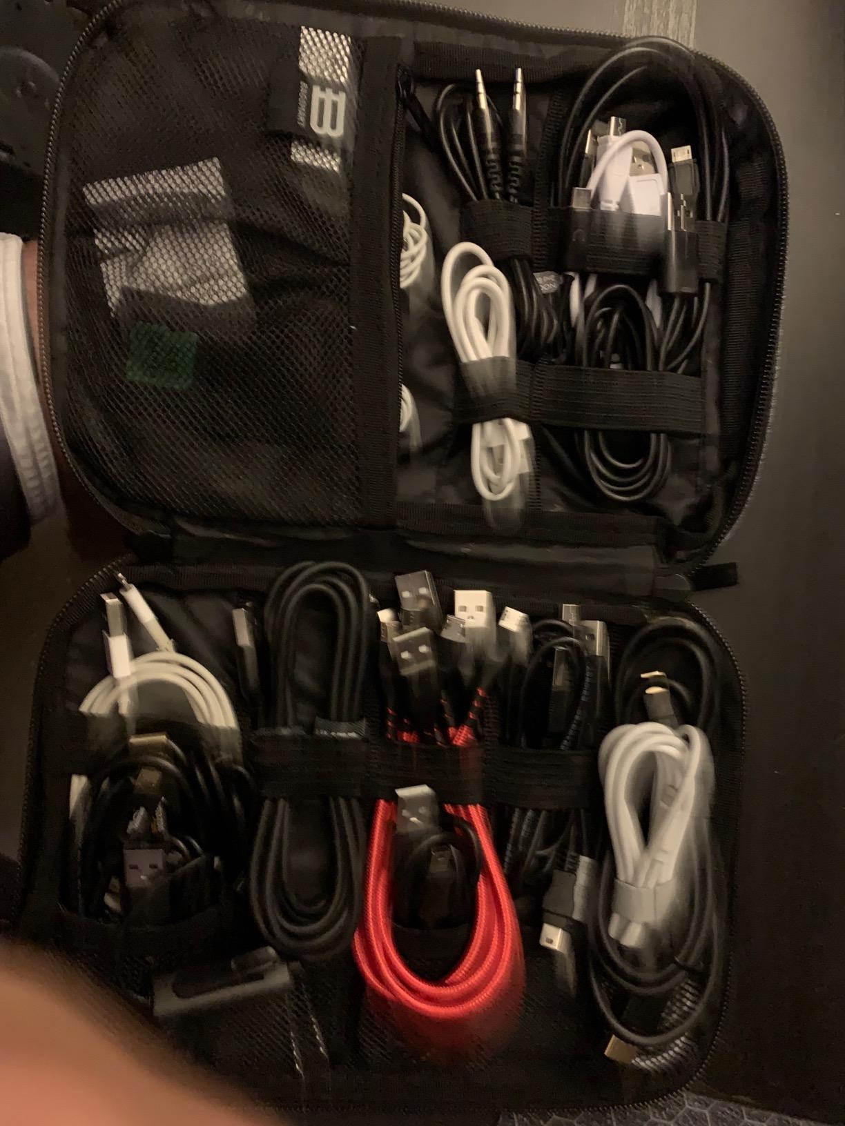 BAGSMART Electronics Organizer Travel Case, Cable Charger Cord Tech Organizer Pouch for Phone Charger Accessories, Black customer photo 1