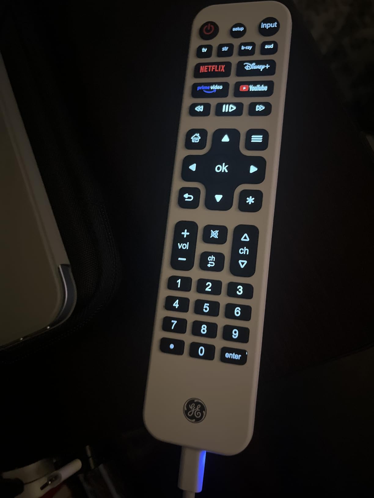 GE Rechargeable TV Remote Control, Universal Remote Control, Backlit Buttons, Samsung TV Remote Control Replacement for Smart TVs, Apple TV, Sony, Roku Replacement Remote, LG TV, 4-Device, 80984 customer photo 2