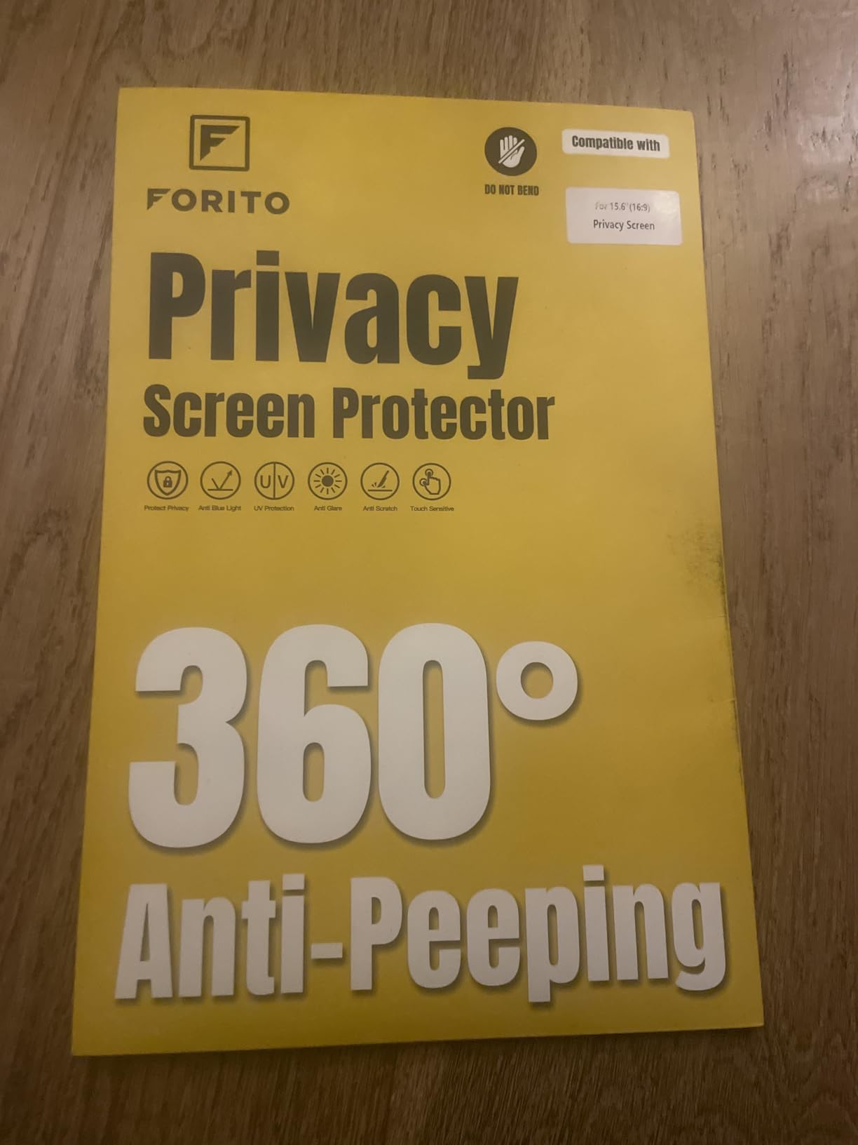 F FORITO 15.6 Inch Laptop Privacy Screen Protector, 360° Anti Peeping and Anti Glare Laptop Privacy Shield Compatible with 15.6