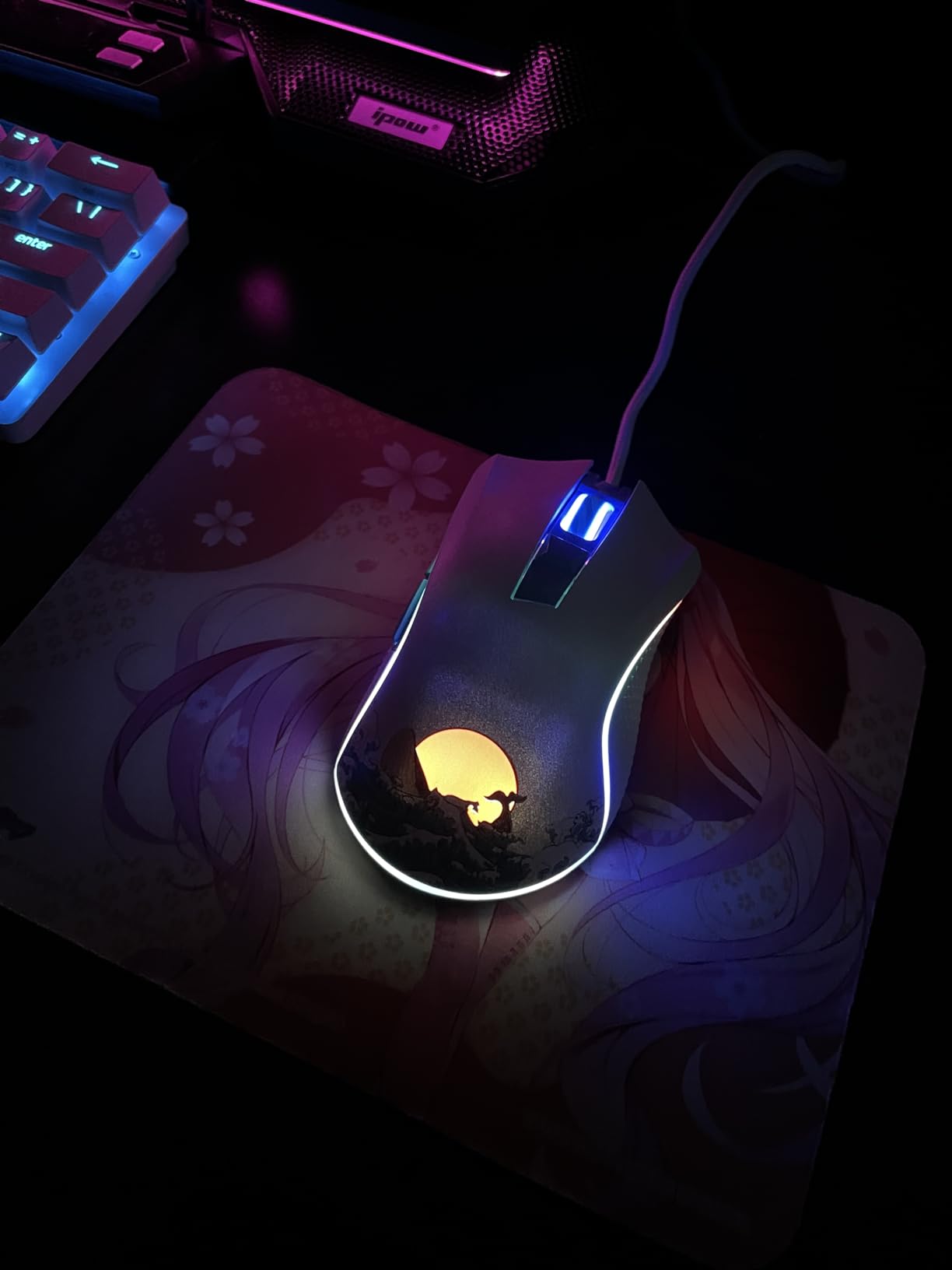 COSTOM Womier USB Wired Gaming Mouse for PC Computer Windows Mac Laptop, Lightweight Silent RGB Backlit Mouse with Adjustable 12000DPI/7 Programmable Side Buttons,Black Kanagawa Theme-G705 V2 customer photo 1