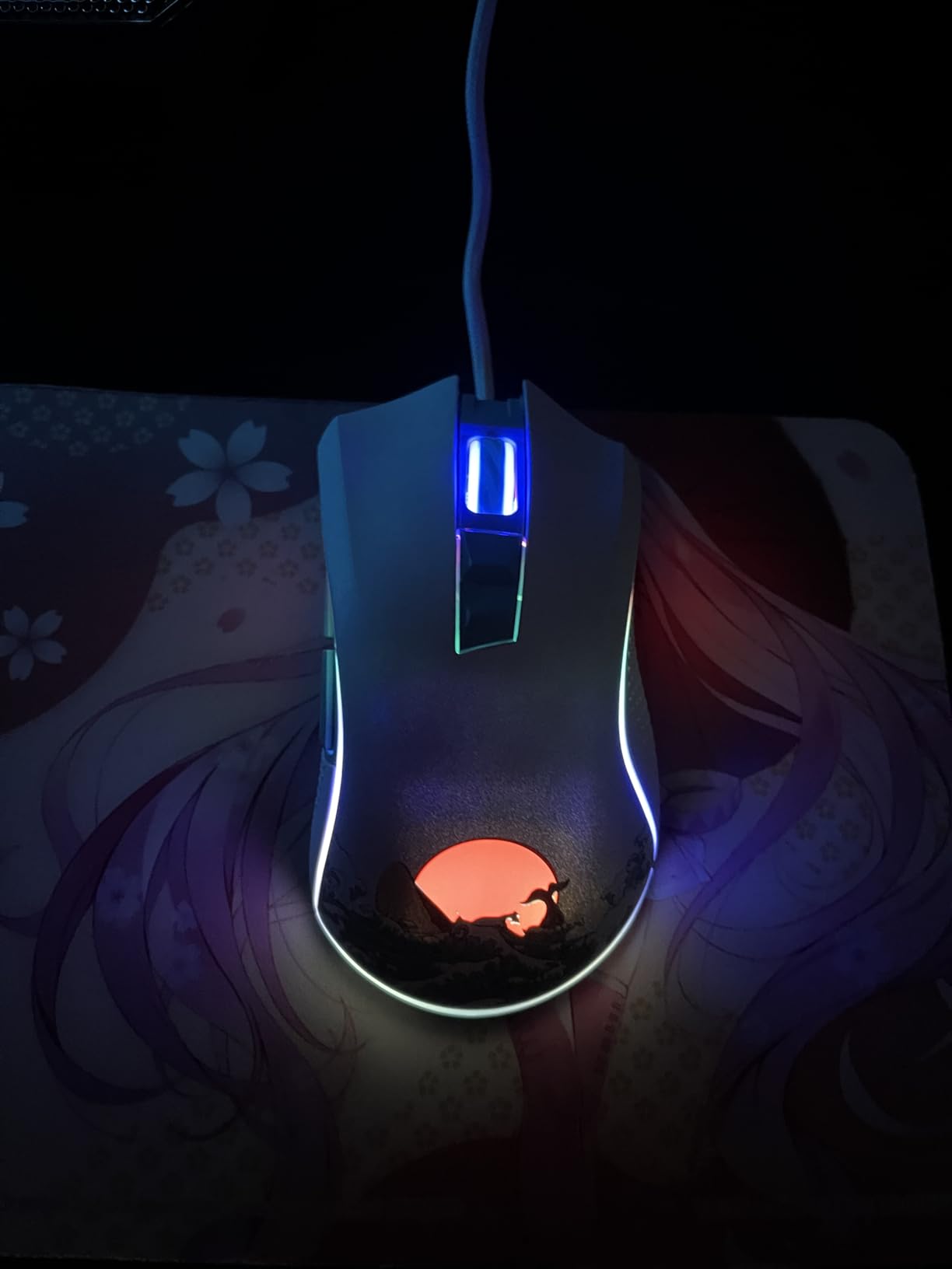 COSTOM Womier USB Wired Gaming Mouse for PC Computer Windows Mac Laptop, Lightweight Silent RGB Backlit Mouse with Adjustable 12000DPI/7 Programmable Side Buttons,Black Kanagawa Theme-G705 V2 customer photo 2