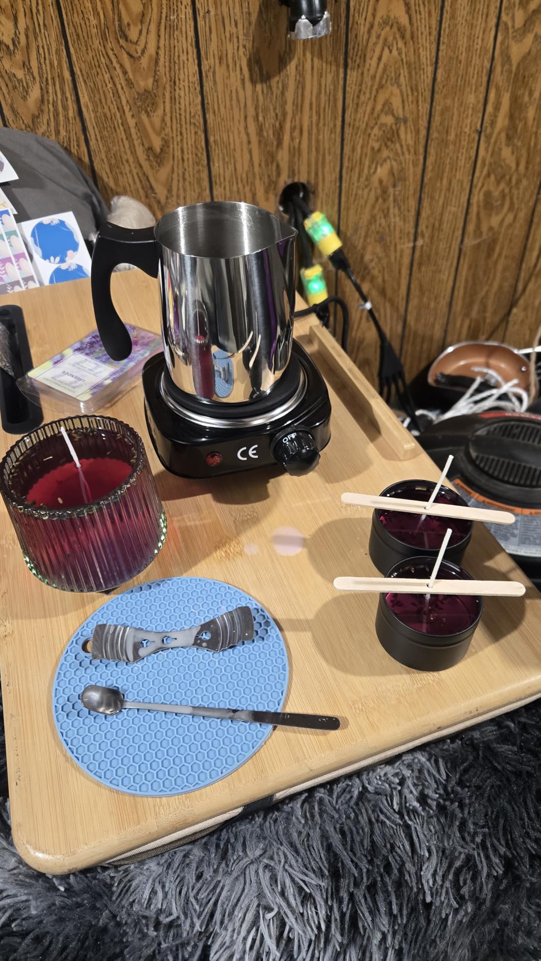 Complete Candle Making Kit With Wax Melter, Candle Making Supplies, DIY Arts&Crafts Kits Gift For Adults,Beginners,Including Bees Wax,500w Electric Stove,Wicks,Rich Scents,Wick Clips,Pouring Pot Etc. customer photo 1