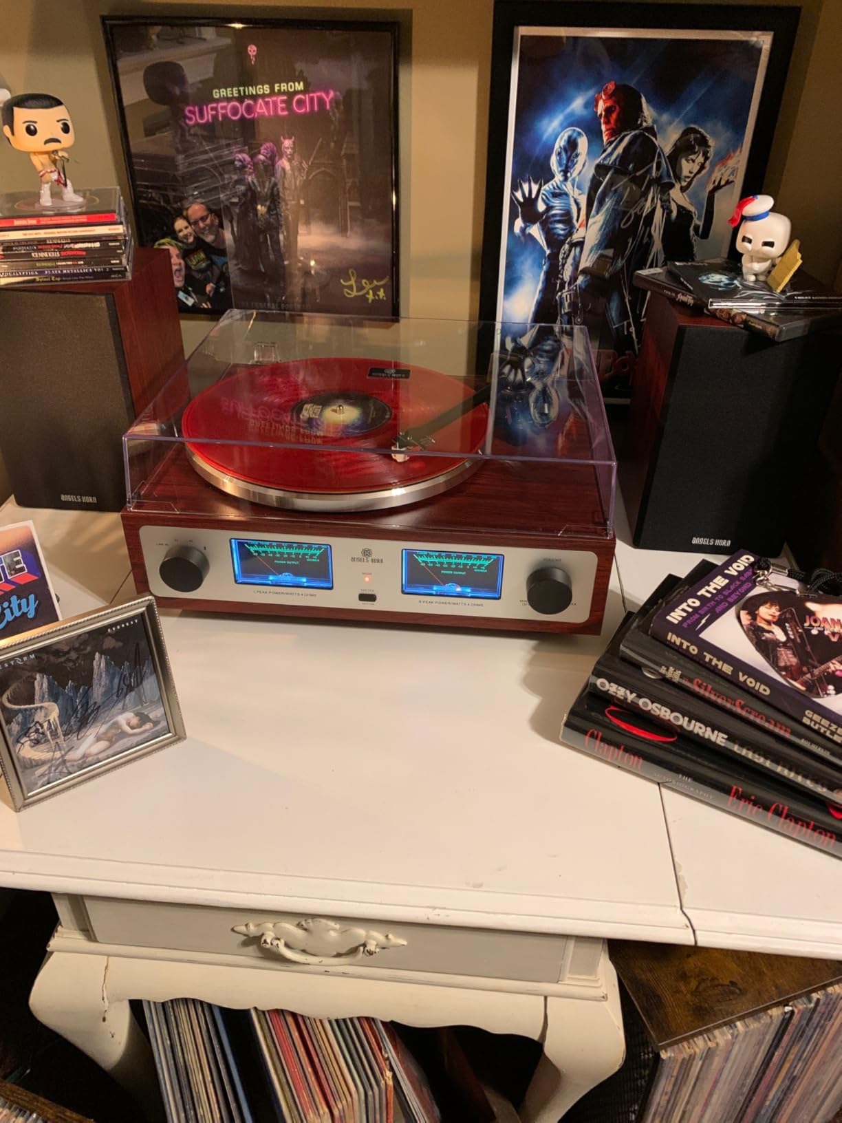 ANGELS HORN Bluetooth Turntable with Speakers, Vinyl Record Player System with AT-3600L, Built-in Phono Preamp, Belt Drive 2-Speed, Adjustable Counterweight, Pitch Control Hi-Fi Record Player System customer photo 2