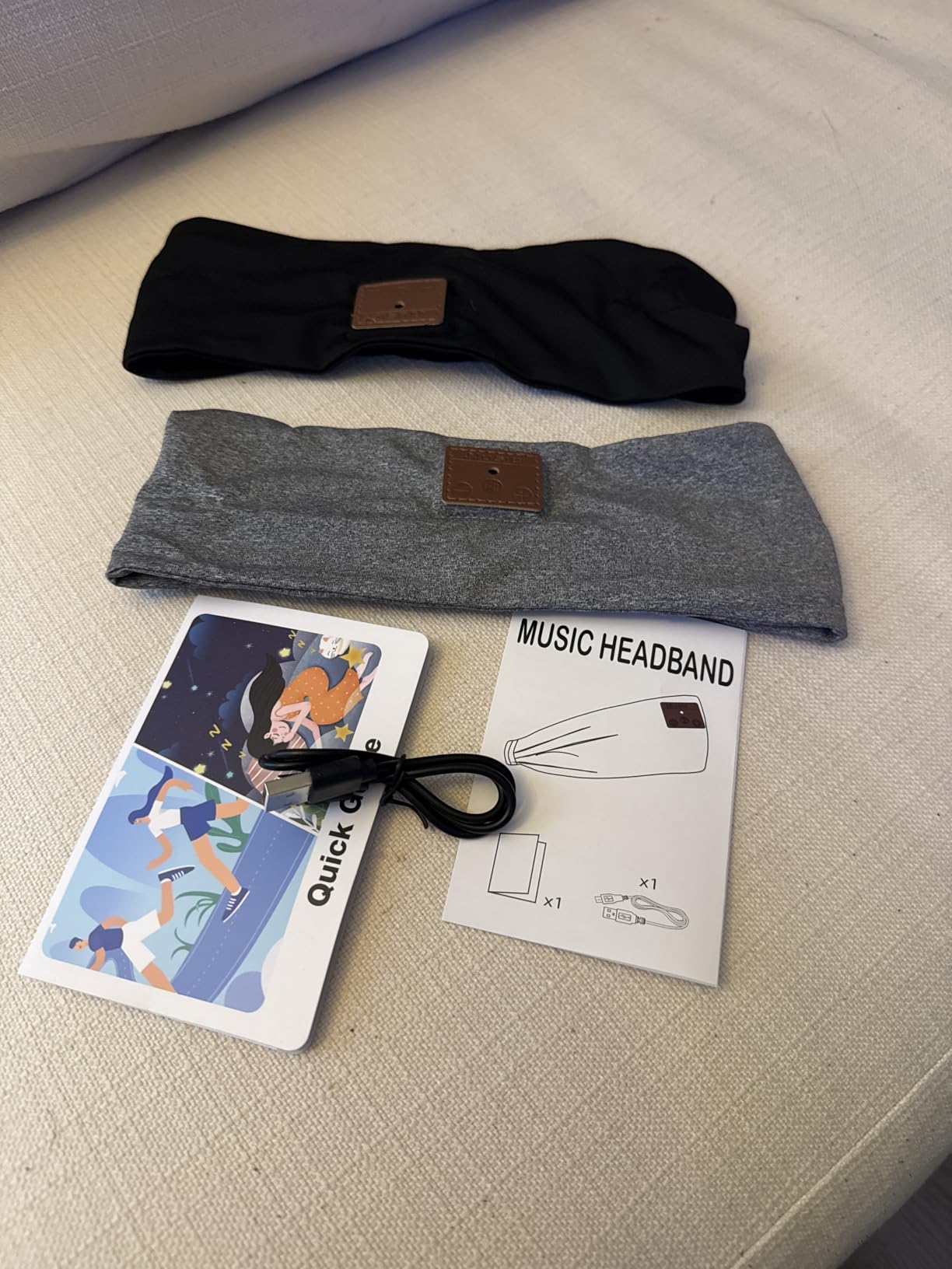 2-Pack Sleeping Headphones Wireless Bluetooth 5.4, Headband Headphones with Ultra-Thin Speakers, Bluetooth Headband for Side Sleepers, Running, Workout, Insomniac, Travel, Meditation（Black&Grey） customer photo 2