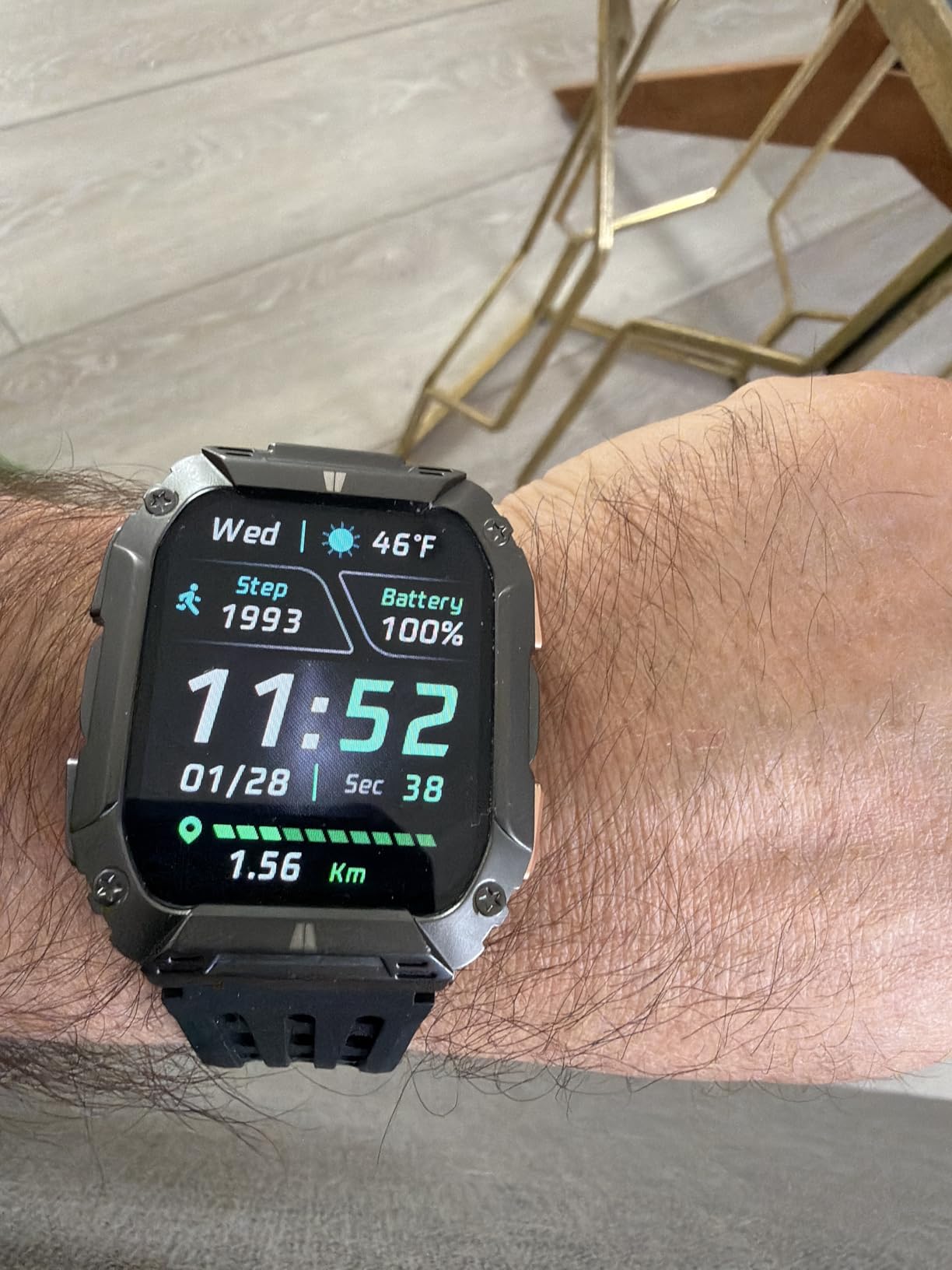 Military Smart Watches for Men (Answer/Make Calls), Waterproof Rugged Fitness Tracker with Blood Pressure/Heart Rate/SpO2/Sleep, Bluetooth Tactical Smart Watch for Android and iPhone, Military Green customer photo 1