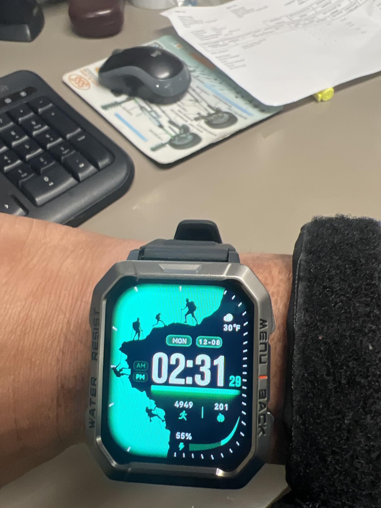 Military Smart Watch for Men (Answer/Make Calls), 2.01'' Smart Watch for Android and iPhone, Fitness Tracker with Flashlight/Compass/100 Days Battery/Heart Rate/Sleep/100+ Sport Modes (2 Straps) customer photo 2