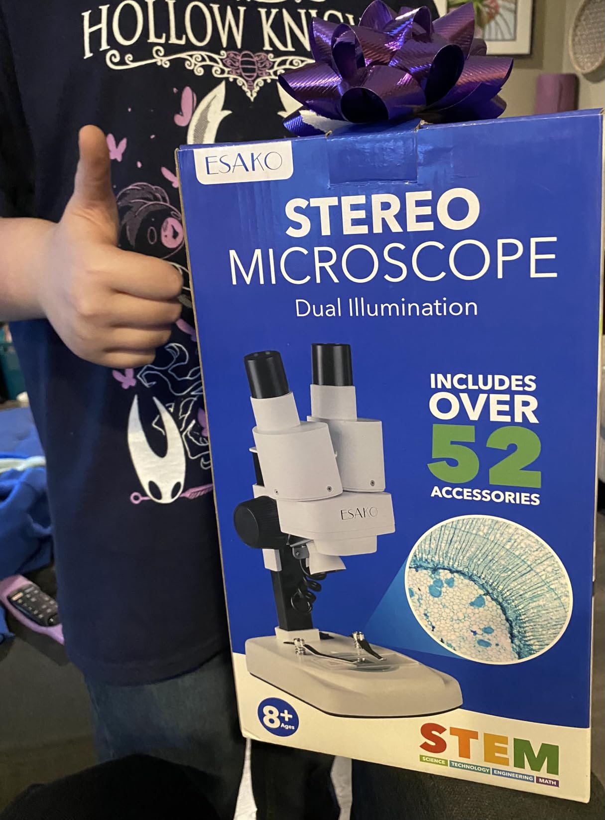 ESAKO Dual LED Kids Microscope - 52+ Piece Science Kit with Mineral & Insect Specimens, 10 Prepared Slides & 10 DIY Blank Slides, Microscope kit for Kids 8-12 customer photo 1