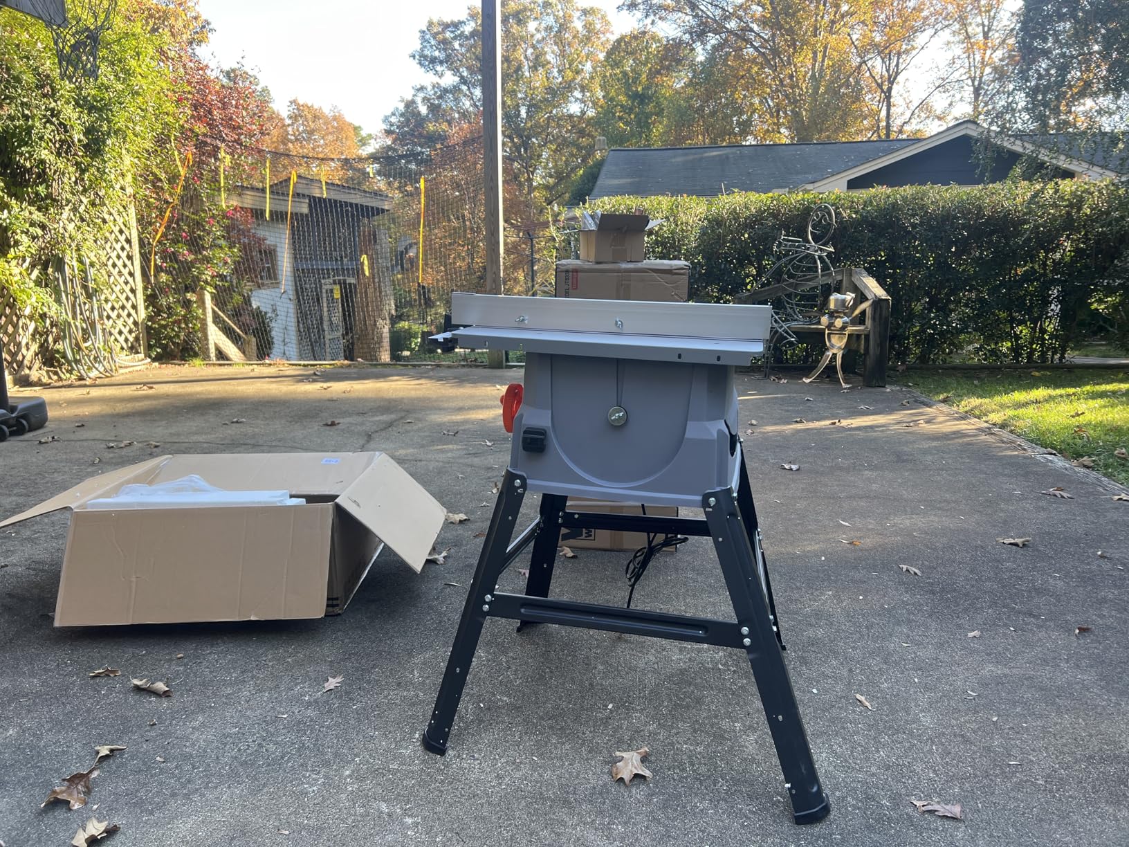 Prostormer 10 Inch Table Saw with Stand, 15A 5000RPM Portable Benchtop Saw, 45°Bevel Cutting Tabletop Saw for Woodworking customer photo 1