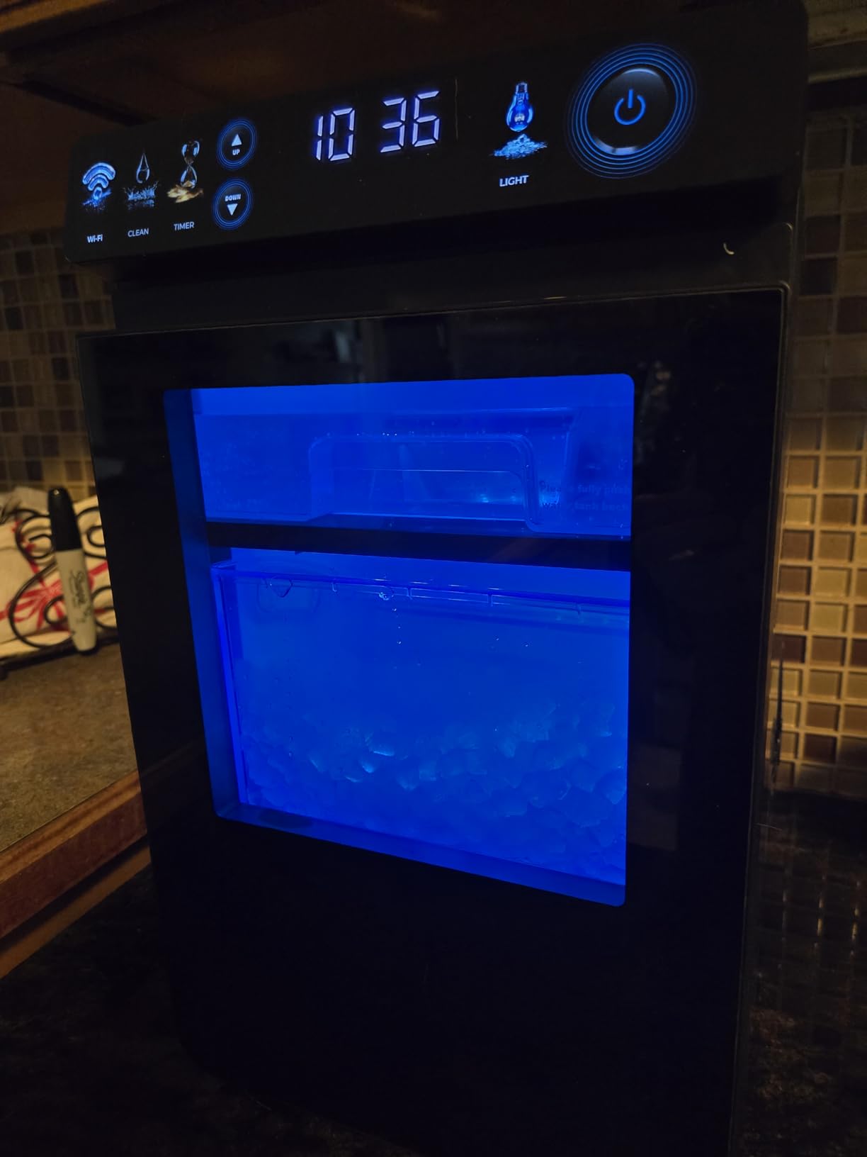 ecozy Smart Nugget Ice Maker Countertop, First Full-Color Smart Panel Ice Machine with APP Control, Double-Layer Insulation, 44 lbs/24H Soft Pellet Chewable Ice, Pull-Out Water Tank, Self-Cleaning customer photo 1