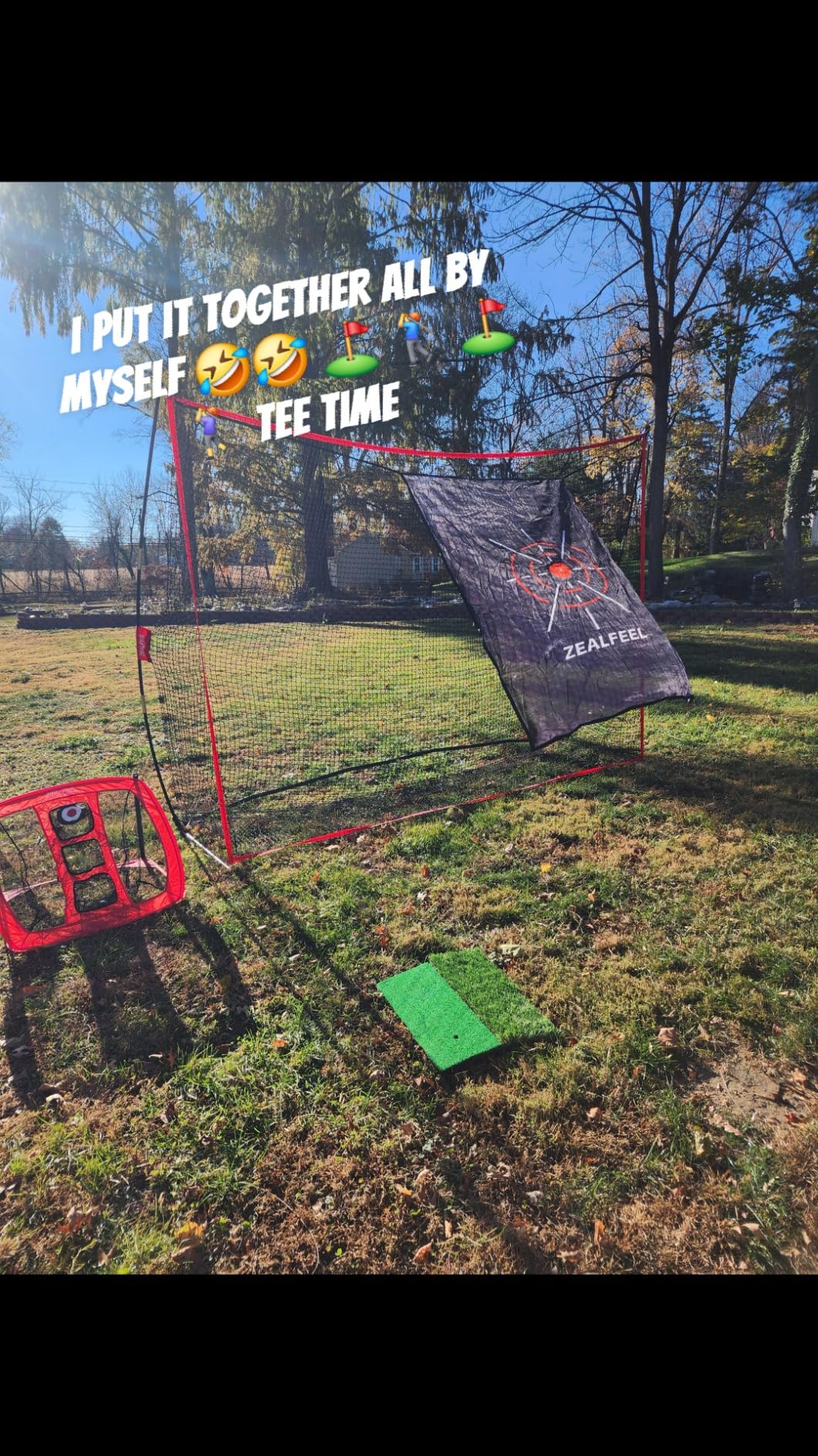 Golf Net, 10x7ft Practice Net with Chipping Net, Foldable Mat, Silk Target, 8 Tees, 6 Balls, Carry Bag, Golf Hiting Nets for Backyard Driving Chipping Indoor Outdoor Use customer photo 1