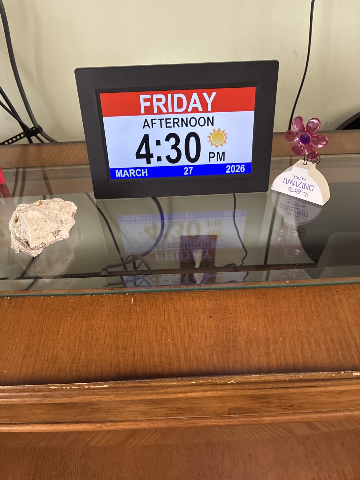 CAZOKASI 8inch Extra Large Impaired Vision Digital Alarm Clock with Day and Time for Elderly Calendar Clock Auto Dimmable Clock customer photo 1