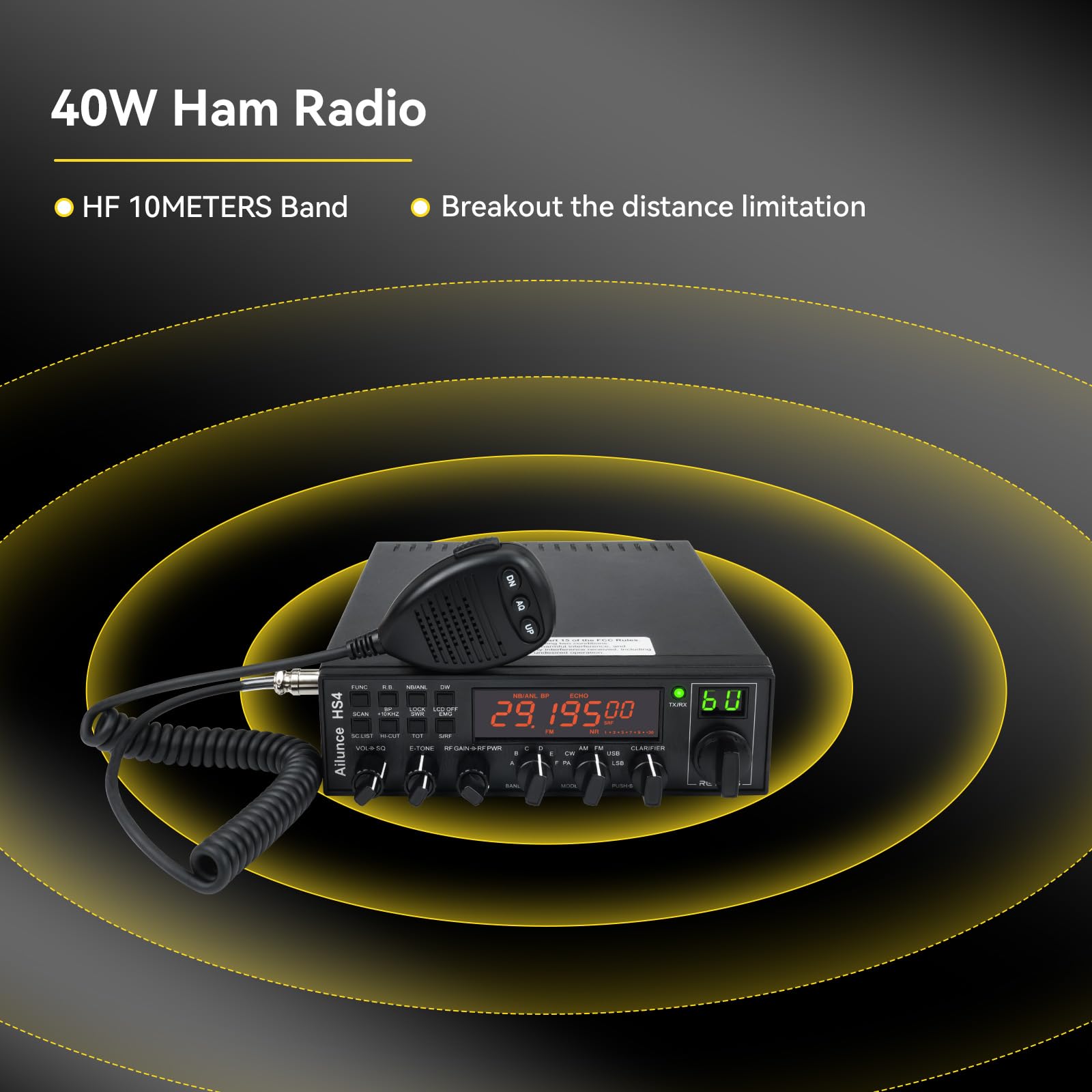 Retevis Ailunce HS4 10 Meter Radio, SSB Ham Radio Base Station, CW/LSB/USB/AM/FM/PA Mobile Transceiver, Noise Reduction, ASQ, SWR Protection, Long Rang Amateur Mobile Radio for Contest, Truck, Shacks customer photo 2