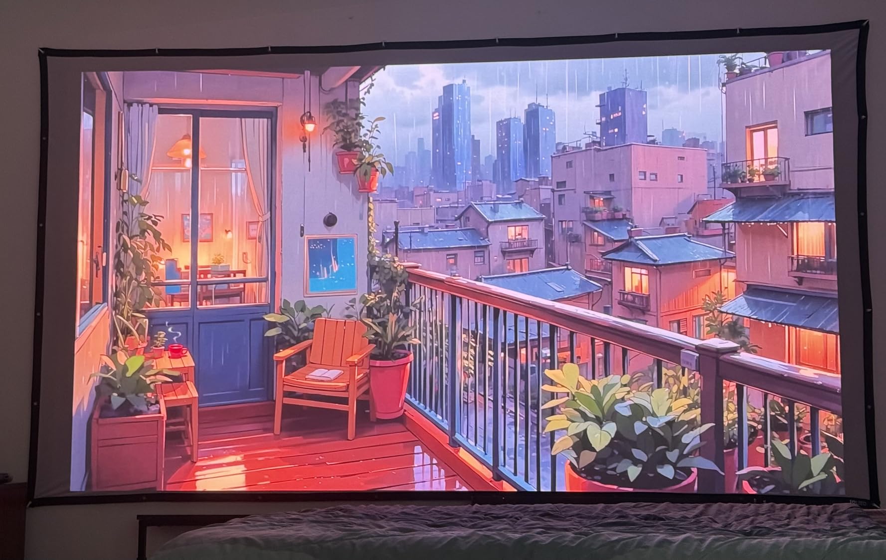 120 inch Projector Screen Upgraded- Black Backing, Straight Edges, Foldable, Washable and Wrinkle-Free - for Indoor Home Theater and Outdoor Cinema -White 16:9 by IOLIEO customer photo 2