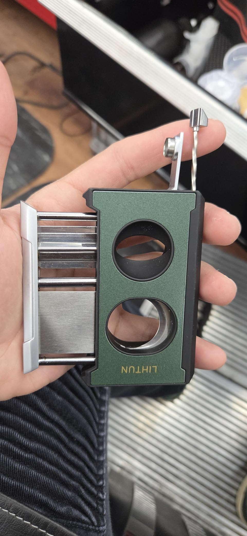 Cigar Cutter Guillotine 4 in 1 One Touch Straight Cut V Cutter with Cigar Punch Cigar Draw Enhancer, Stainless Steel Double Blade Cigar Clippers, Cuts Up to 60 Ring Gauge Cigars, Gift for Men customer photo 2