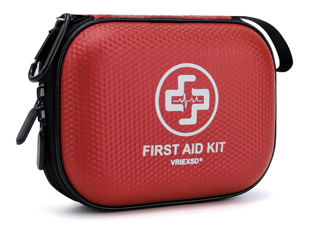 Mini First Aid Kit - 150 Piece Small Waterproof Hard Shell Medical Kit for Home, Car, Travel, Camping, Truck, Hiking, Sports, Office, Vehicle & Outdoor Emergencies- Small First Aid Medical Kit (Red) customer photo 2