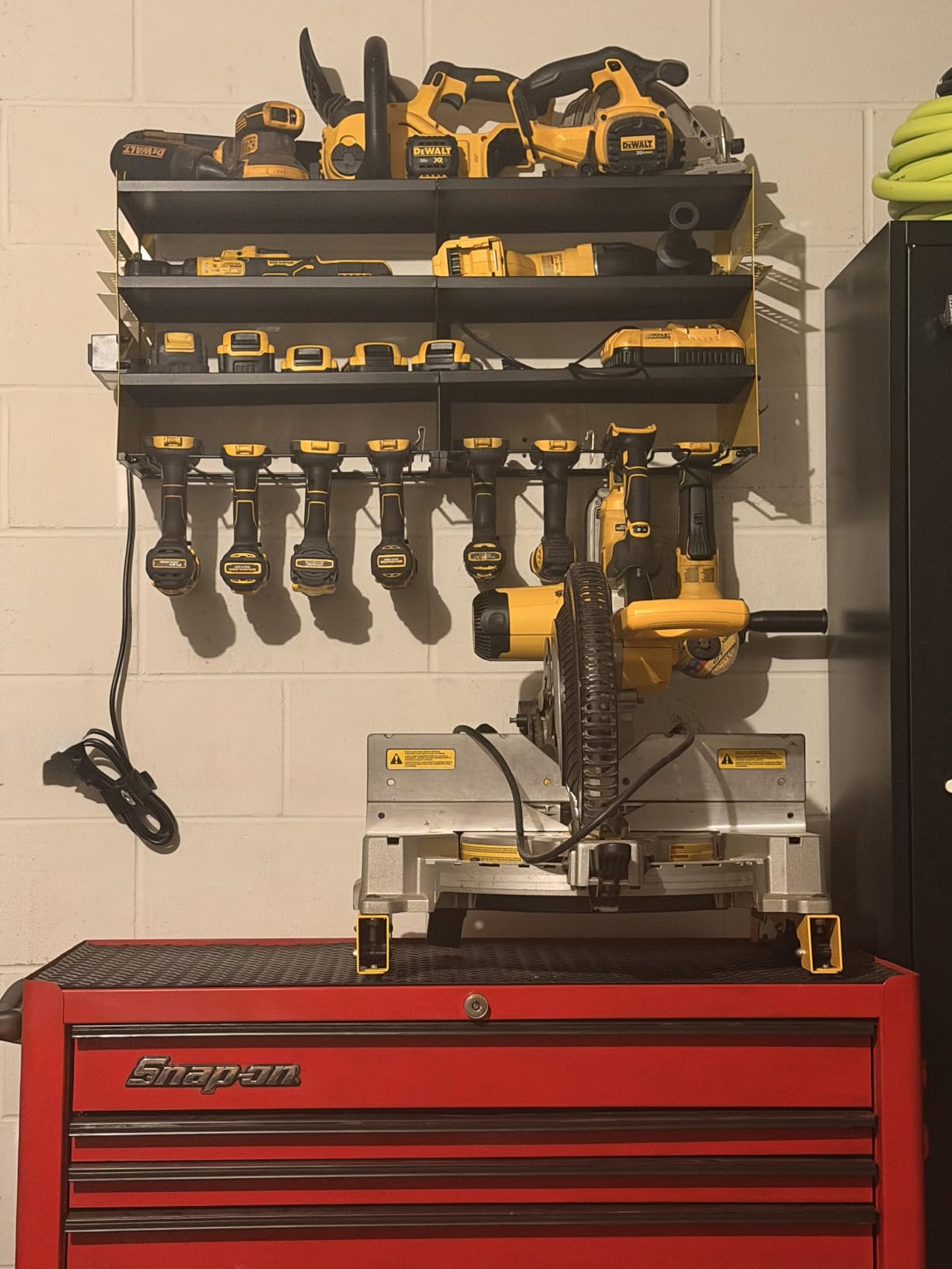 POKIPO Large Power Tool Organizer Wall Mount with Charging Station,4 Layer Heavy Duty Metal Tool Storage Rack Loads 600lbs with 8 Cordless Drill Holder,Battery Utility Rack Loads with 4 Power Strip customer photo 2