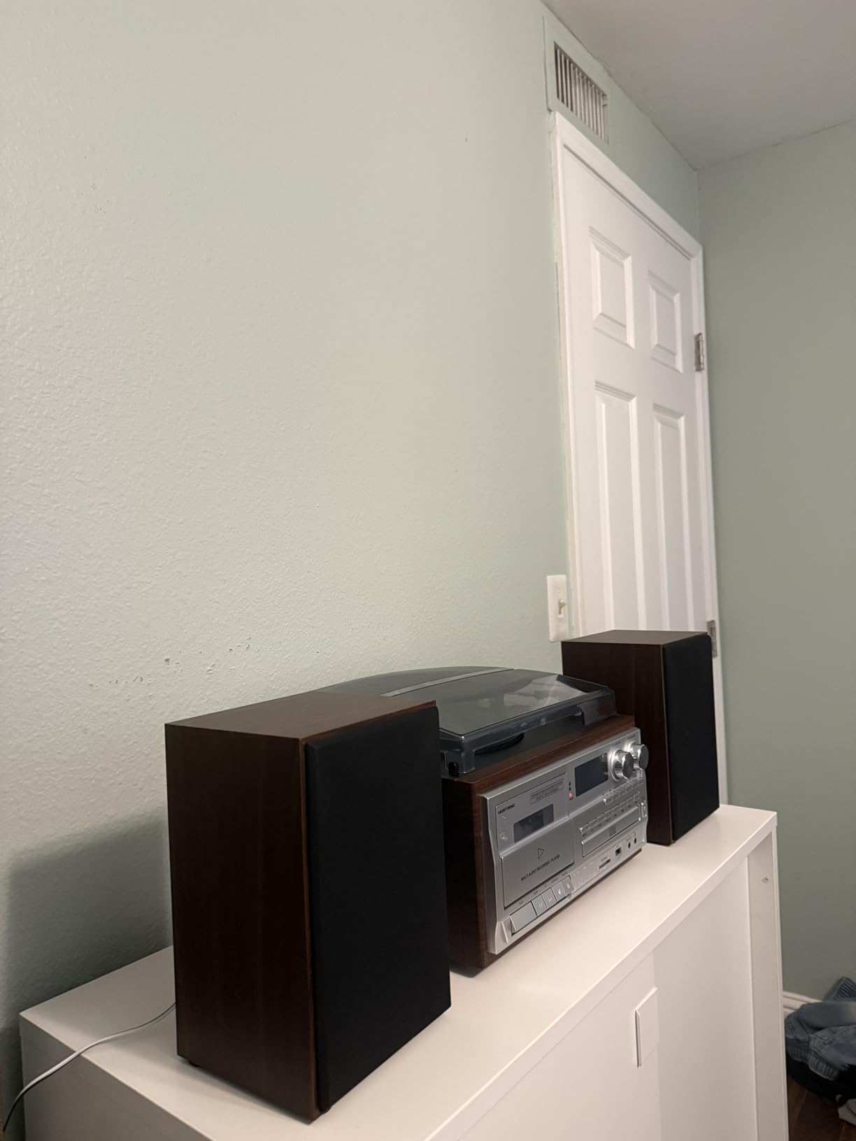 10 in 1 Record Player with External Speakers, 3 Speed Turntable with AM/FM Radio, CD & Cassette Player, Bluetooth, USB/SD Playback, Remote Control, Black customer photo 2