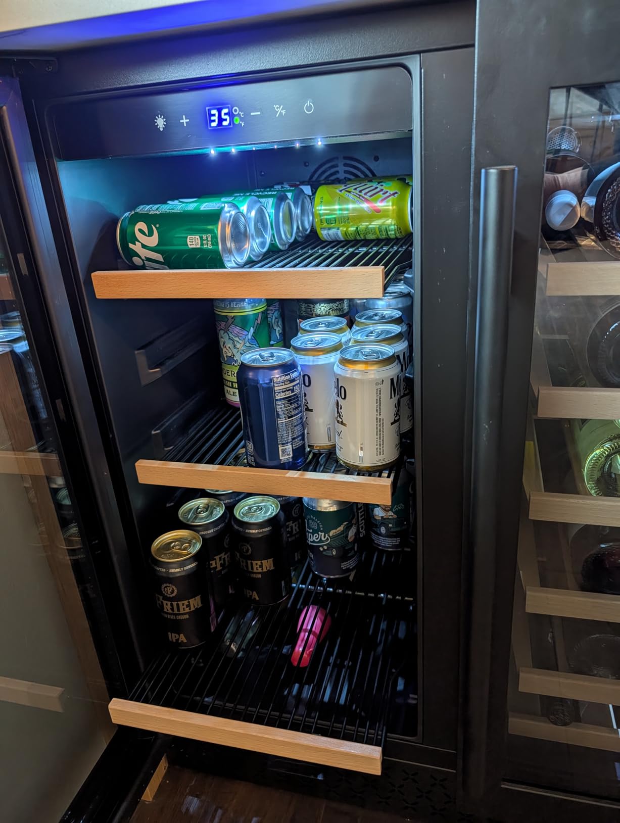 Tylza 24 Inch Wine and Beverage Refrigerator, Dual Zone Wine Beverage Cooler 24