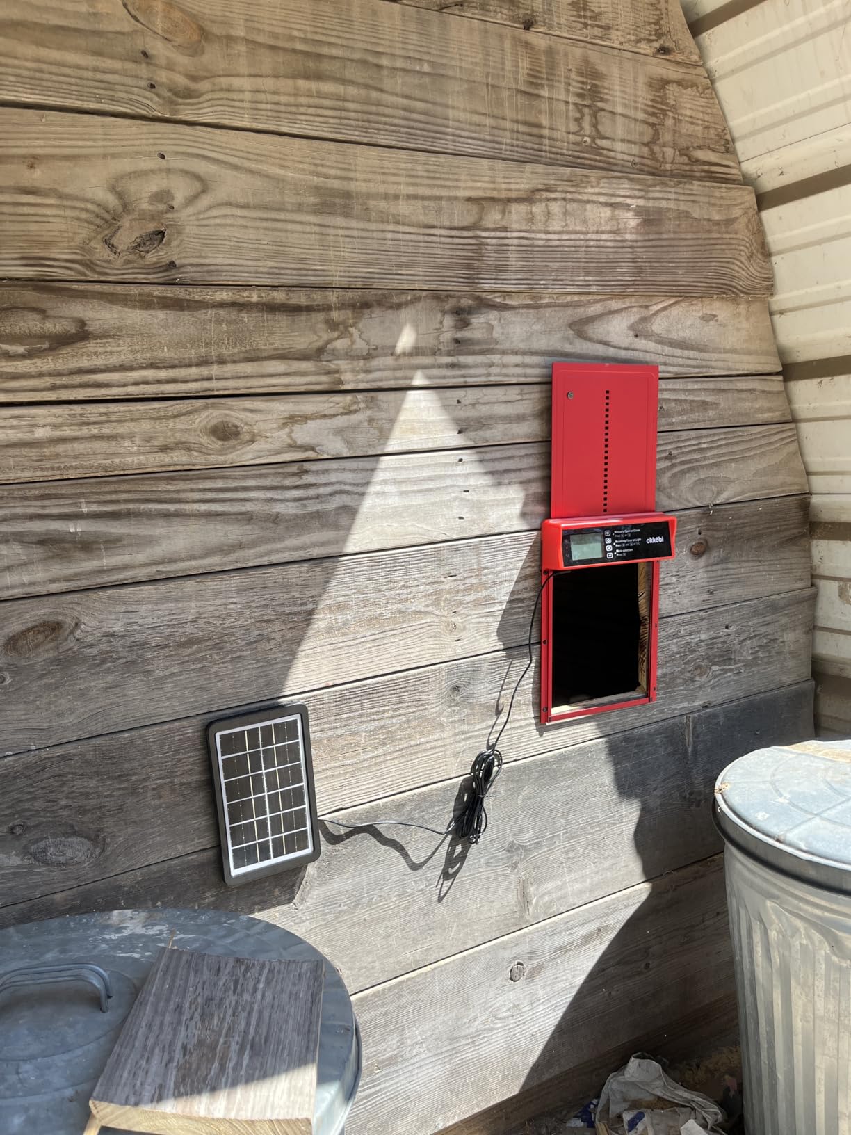 Okkobi Automatic Chicken Coop Door Solar Powered - LCD Display - Chicken Coop Door with Remote Control, Light Sensor & Timer - Security & Peace of Mind: Anti-Pinch function - 5-Year Protection - Brown customer photo 1