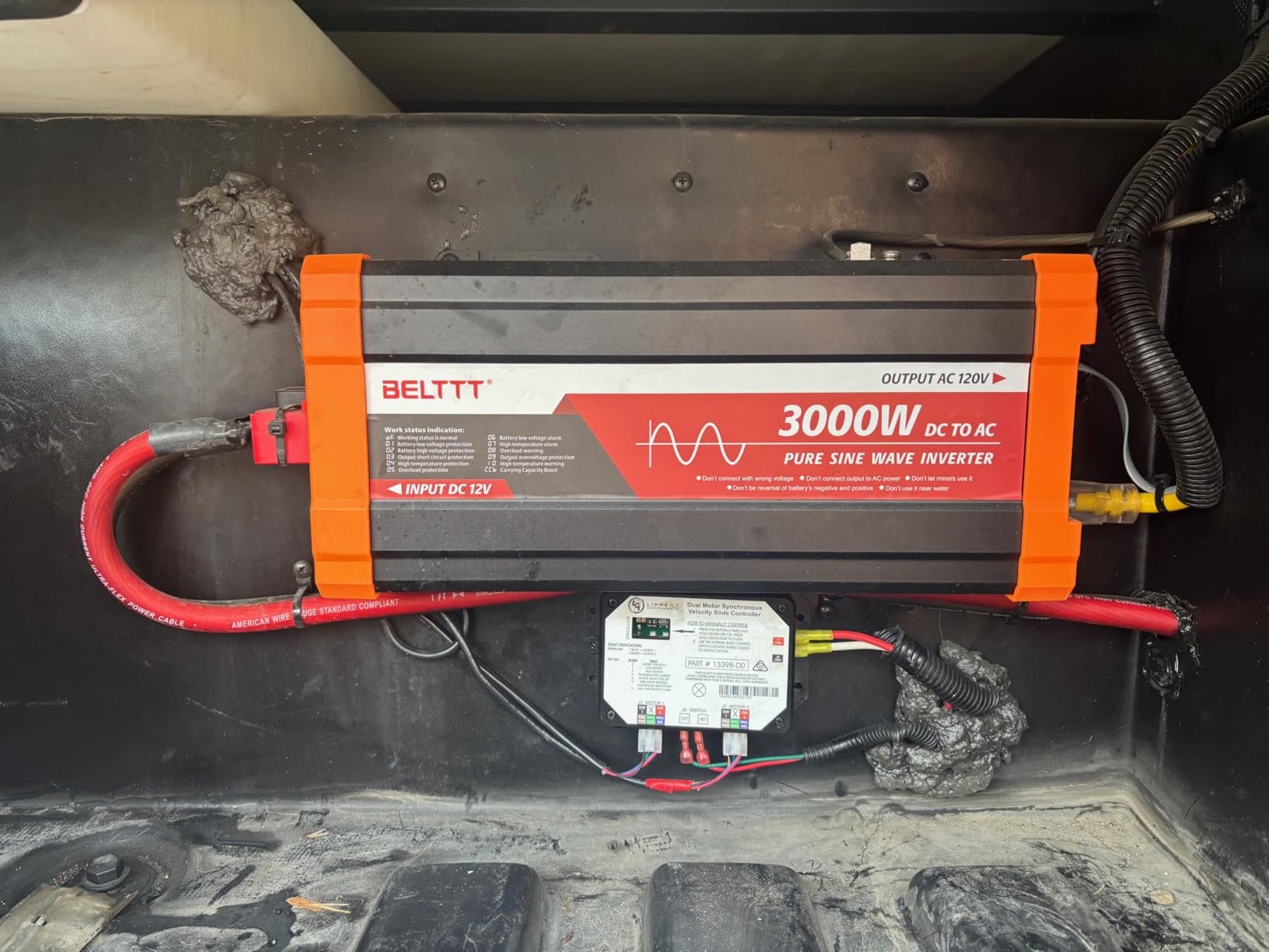 BELTTT 3000W Pure Sine Wave Inverter 12V DC to 120V AC for Solar, Off-Grid, RV, Truck, Home, Power Inverter with Dual AC, 20A Socket, 5V 2.1A USB, Hardwire Port, Remote Controller 23Ft Cable customer photo 1