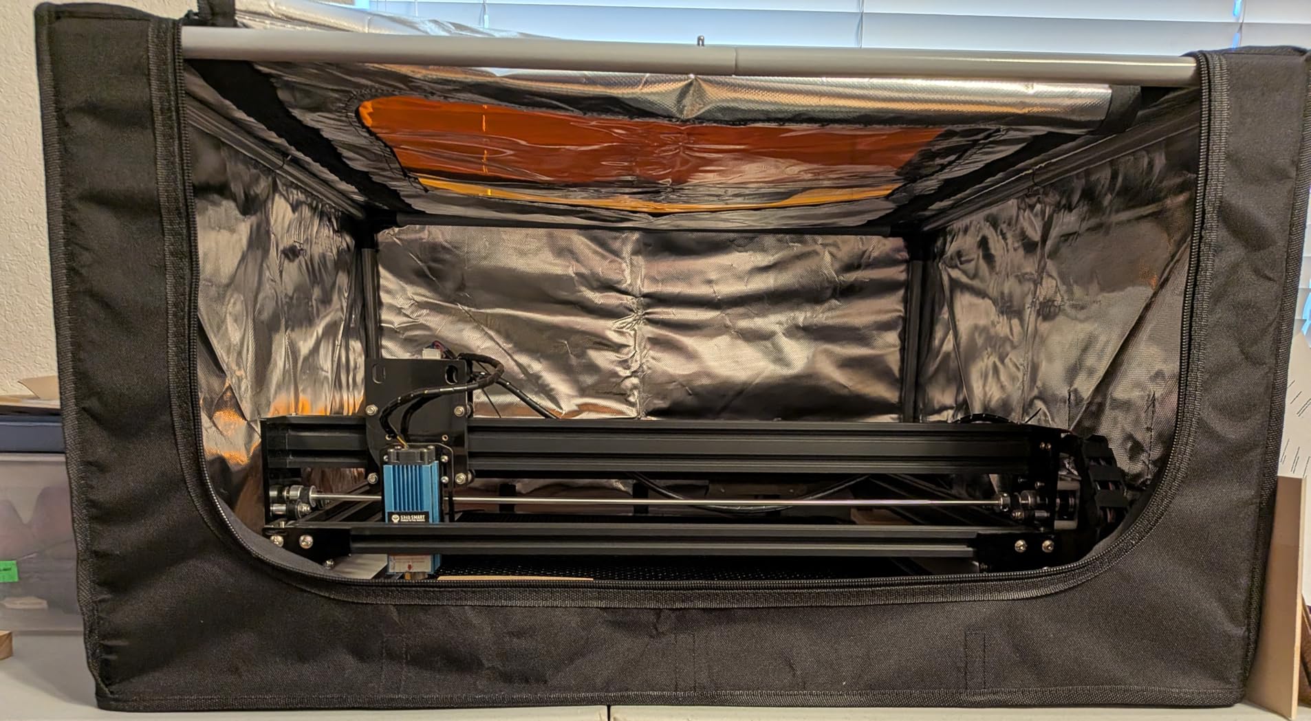 Updated Integrated Laser Engraver Enclosure with LED Light, Ventilation Kit, Cover Tent Fits for Most Laser Cutter, Insulates Against Smoke, Odor and Noise, Eye Protection, 720x720x400mm customer photo 2