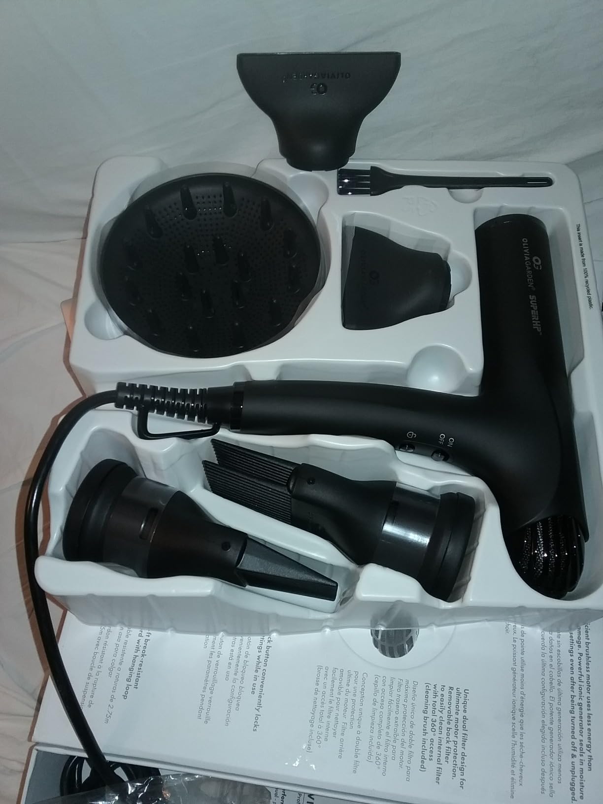 Olivia Garden 1875W SuperHP Professional Hair Dryer for All Hair Types - Quiet, Fast Drying Blow Dryer - Powerful Ionic Generator - 5 Attachments, Including 2 Comb and 1 Diffuser Attachments customer photo 1