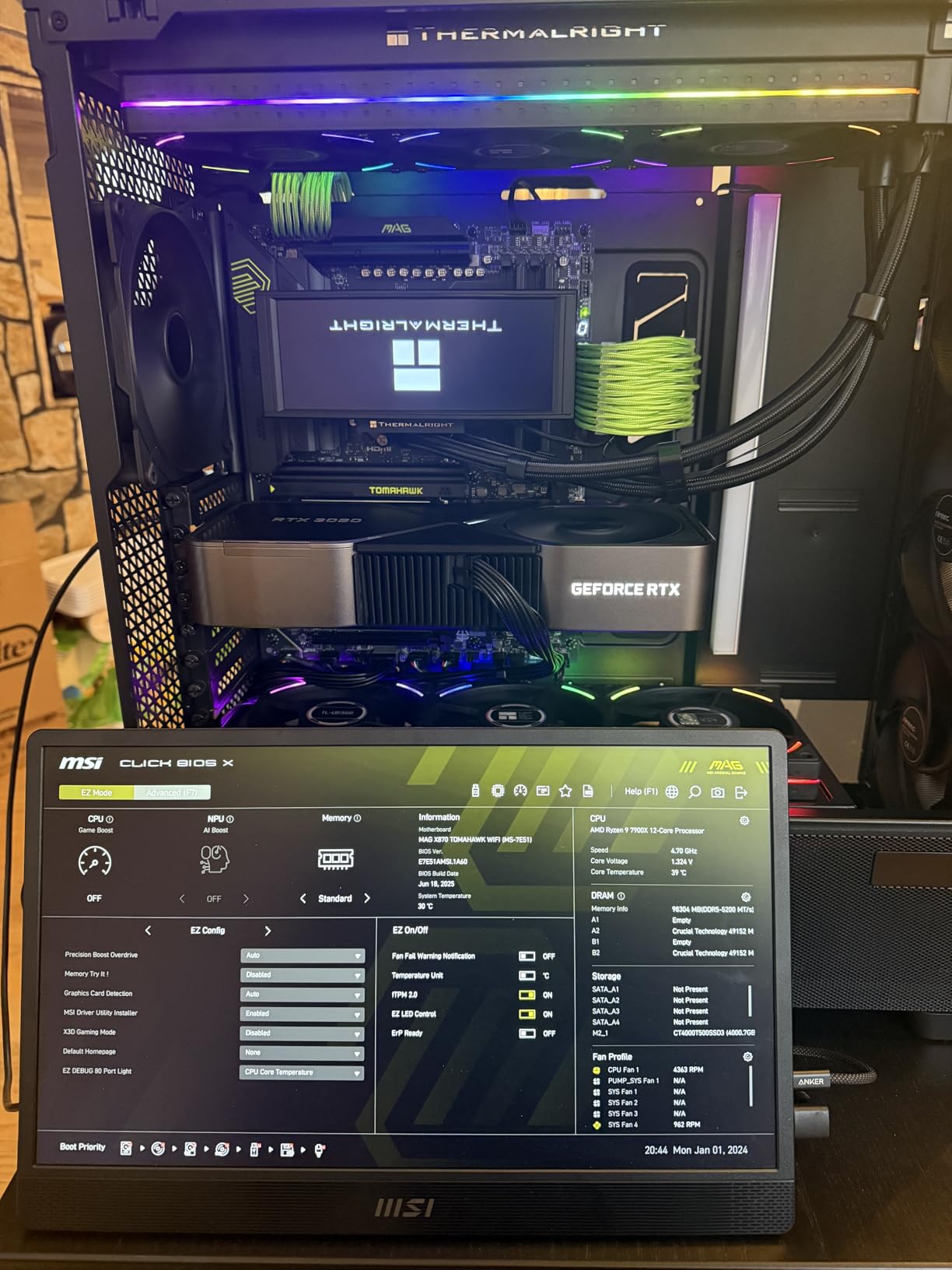 Antec Flux Pro, 6 x PWM Fans Included, High-Airflow Front Panel with Walnut Wood, iShift PSU 90° Mount, USB3.0 x 2, Type-C, 420mm Radiator Support, Temp. Display, Full-Tower E-ATX PC Case customer photo 2