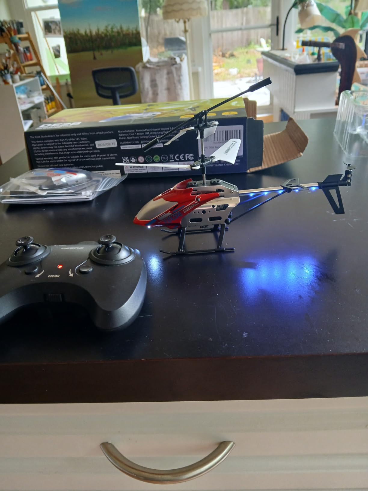 DEERC RC Helicopter, RC Plane for Kids and Adults, 2.4GHz Remote Control Helicopter, 26 Mins Flight Time, LED Lights & Altitude Hold, 2 Batteries, Kids Toy for Ages 8-12 customer photo 1
